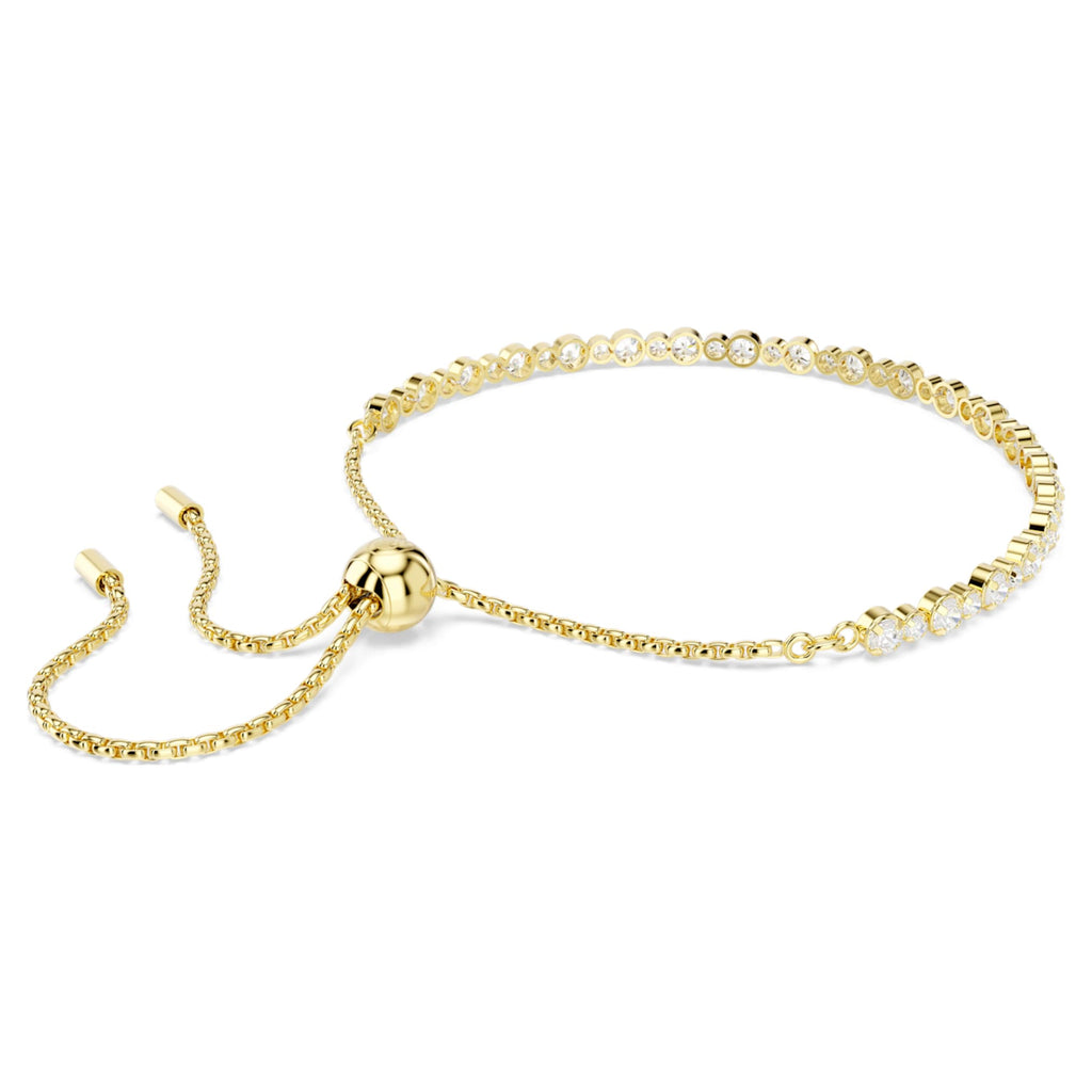 Swarovski Matrix bracelet Round cut, White, 18K gold finish