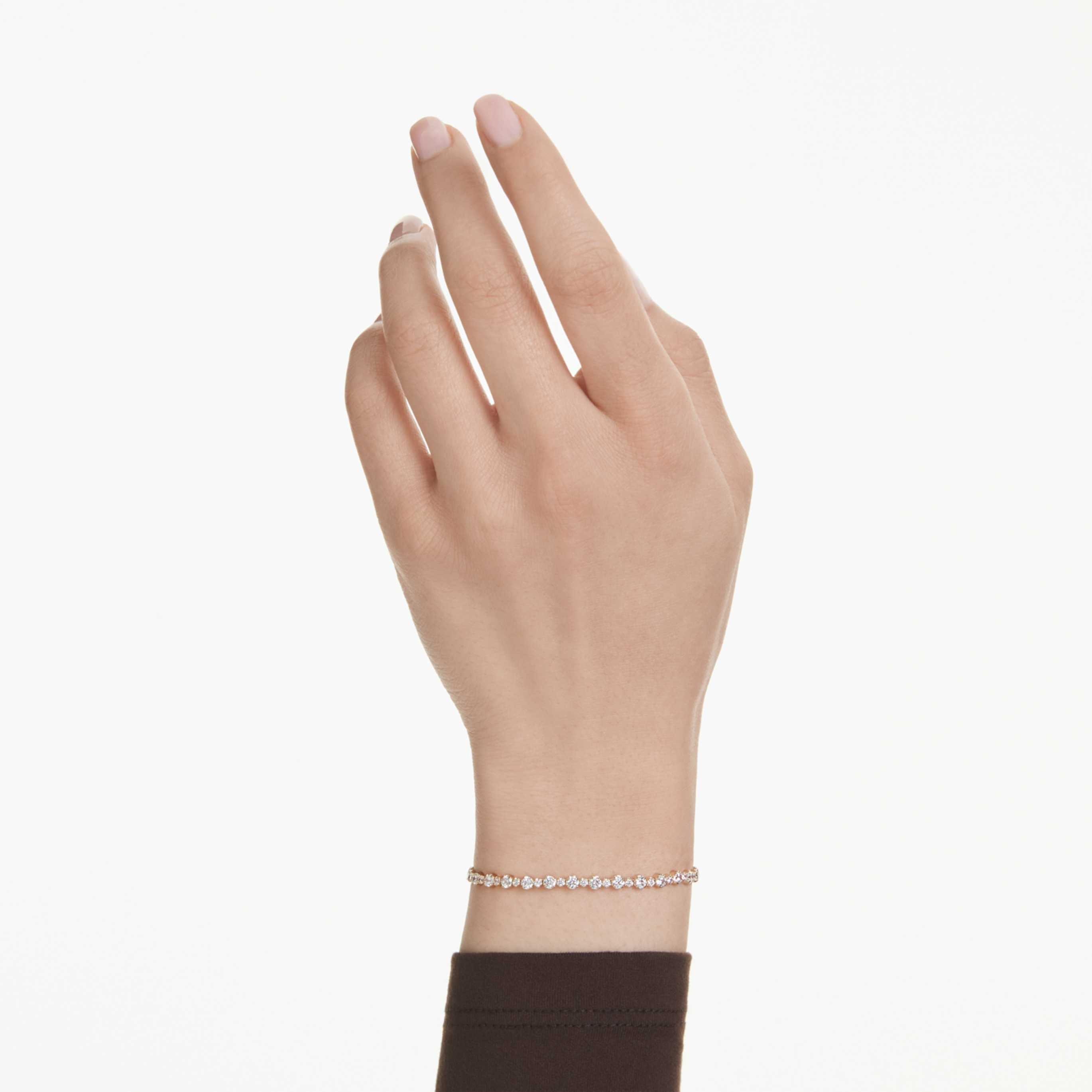 Swarovski Matrix bracelet Round cut, White, 18K gold finish
