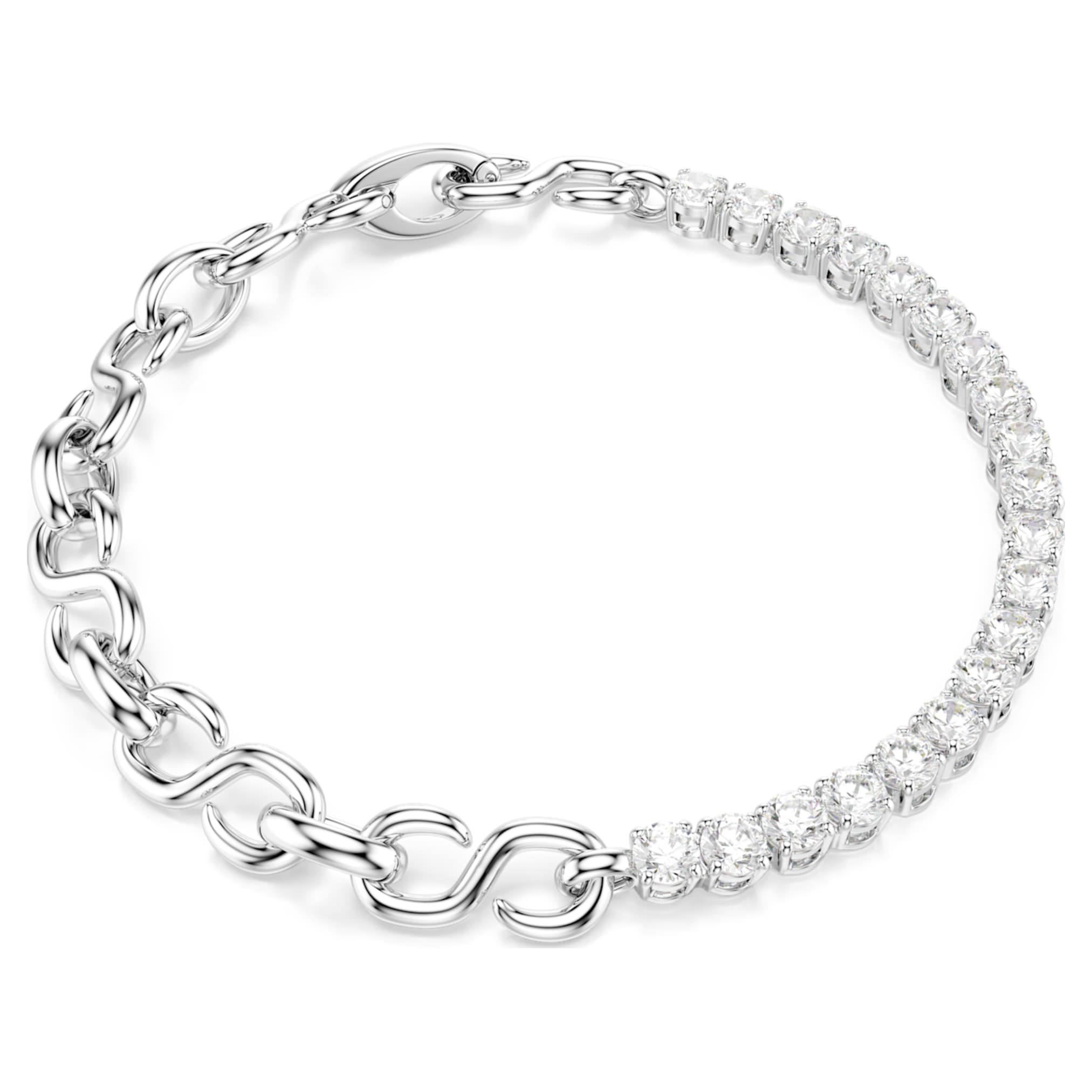 Swarovski Matrix bracelet Round cut, White, Rhodium plated