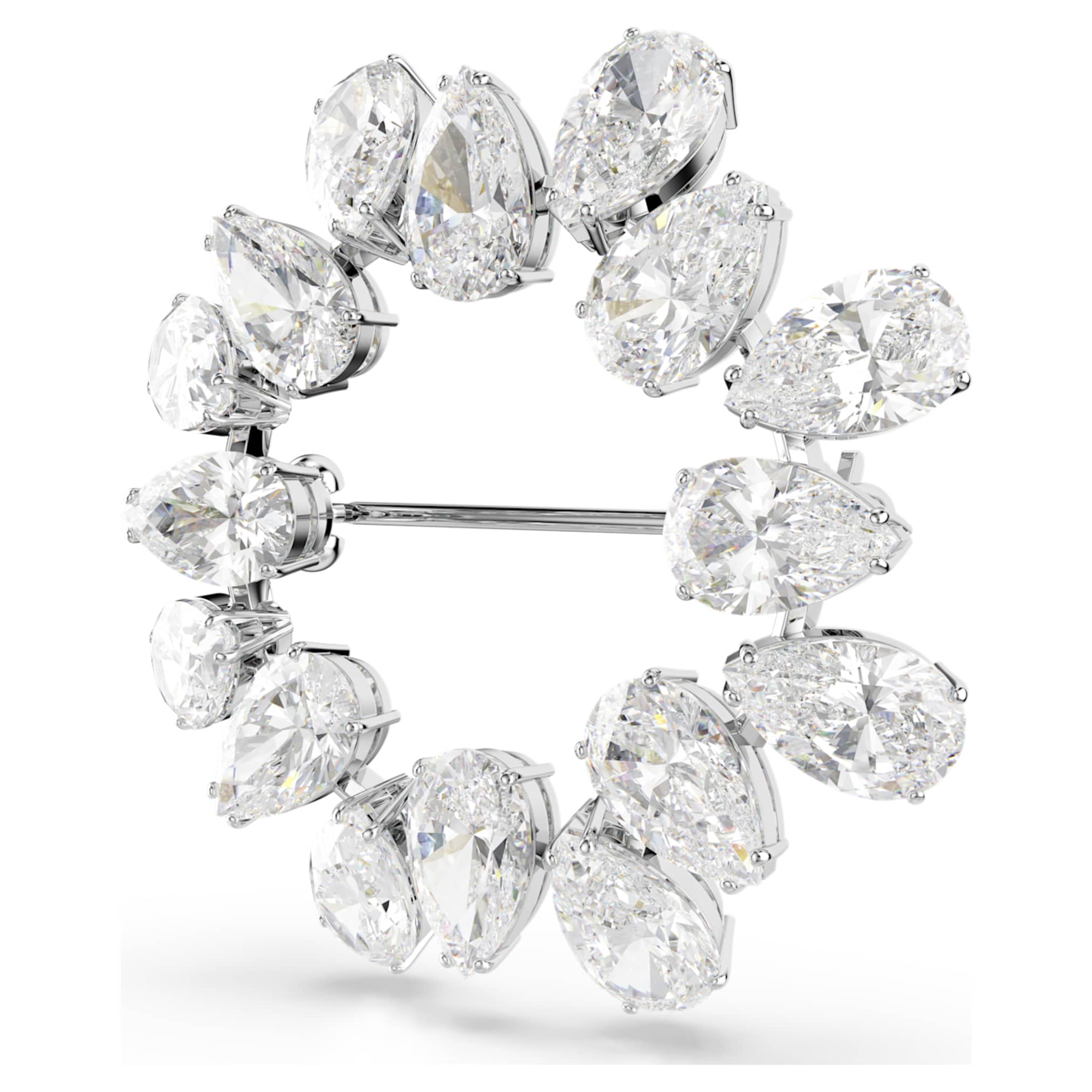 Swarovski Matrix brooch Pear cut, White, Rhodium plated