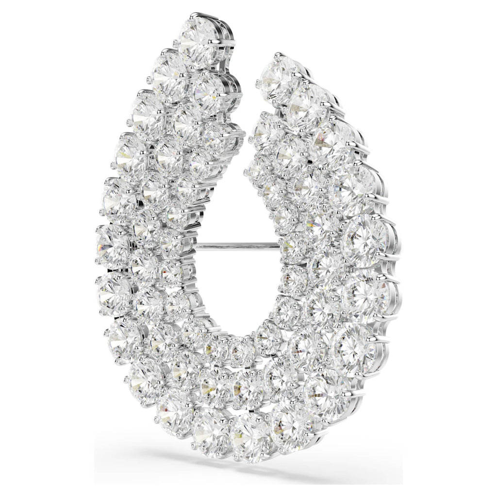 Swarovski Matrix brooch Round cut, White, Rhodium plated
