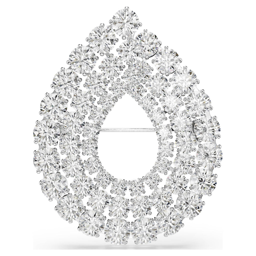 Swarovski Matrix brooch Round cut, White, Rhodium plated