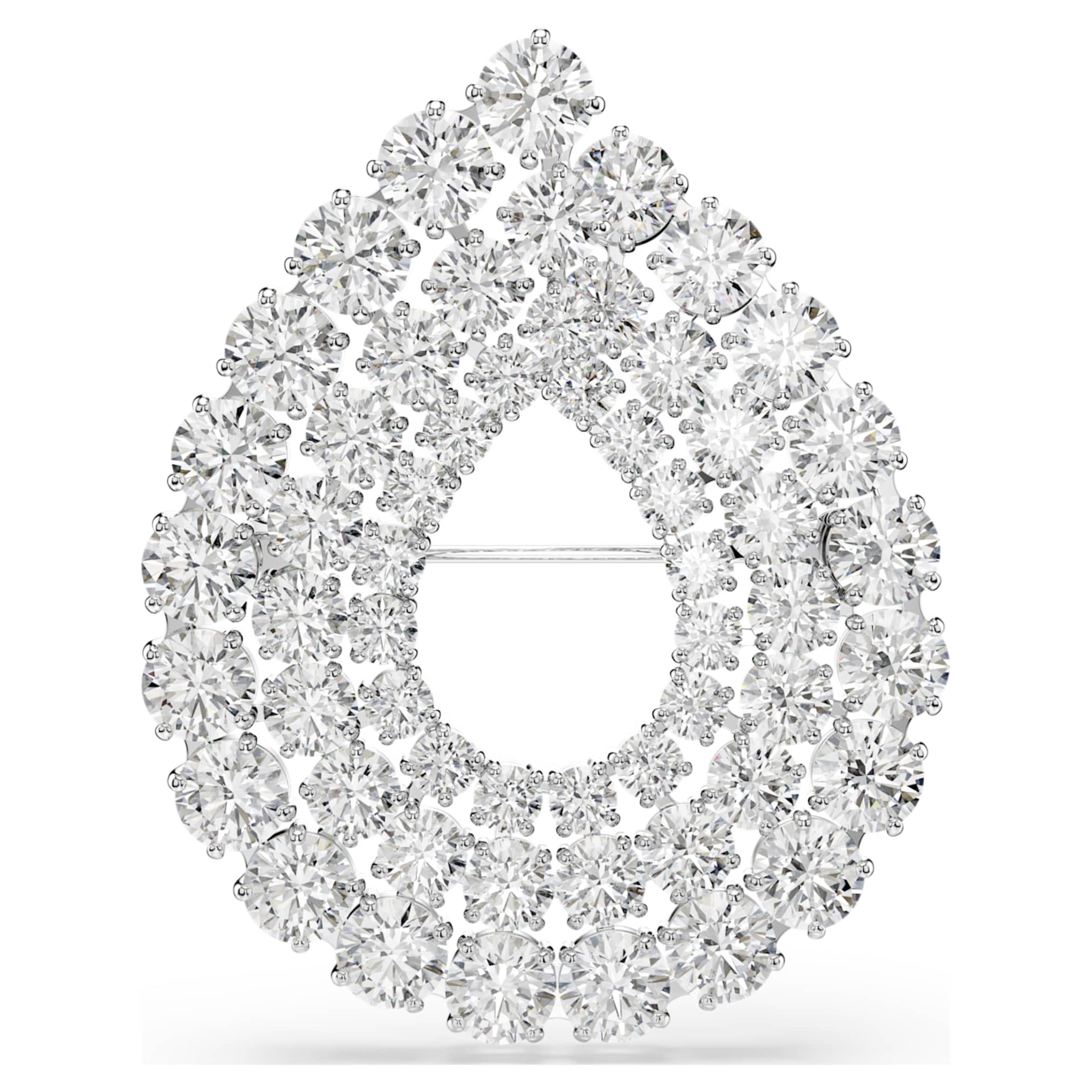 Swarovski Matrix brooch Round cut, White, Rhodium plated