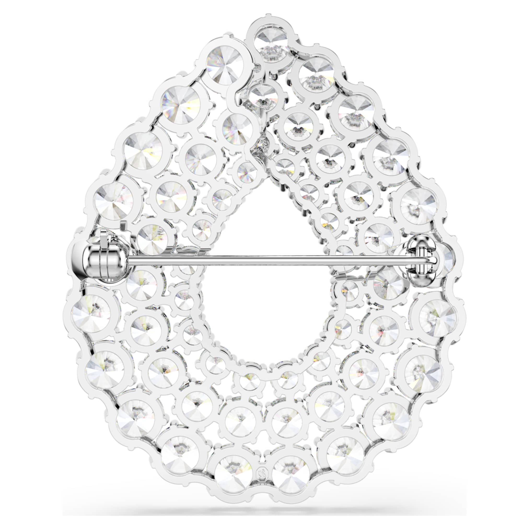 Swarovski Matrix brooch Round cut, White, Rhodium plated