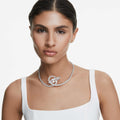Swarovski Matrix choker Baguette cut, White, Rhodium plated