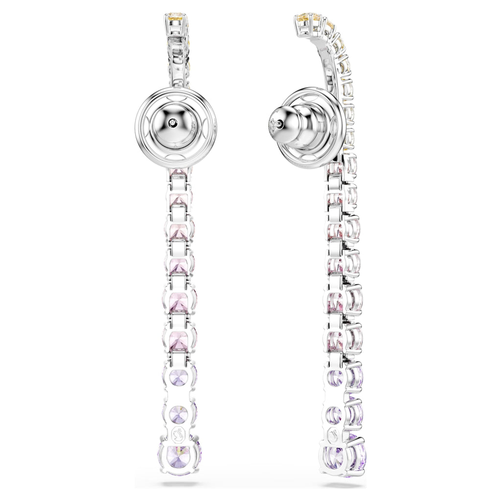 Swarovski Matrix drop earrings Gradient of round cuts, Multicolored, Rhodium plated