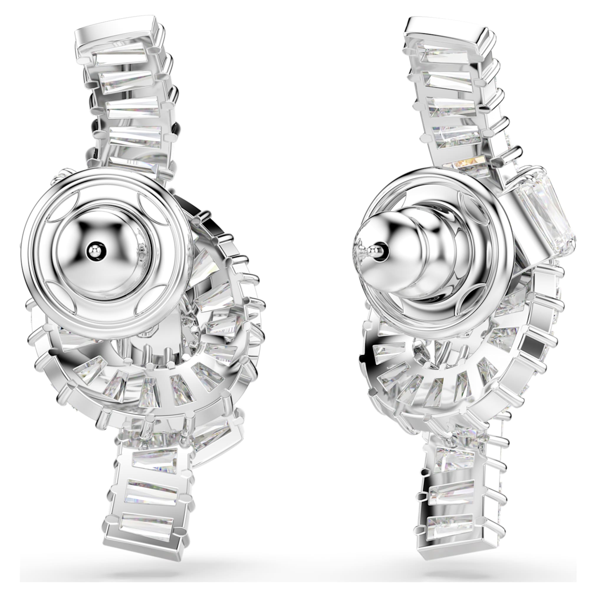 Swarovski Matrix earrings Baguette cut, Knot, White, Rhodium plated