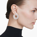 Swarovski Matrix hoop earrings Mixed round cuts, White, Rhodium plated