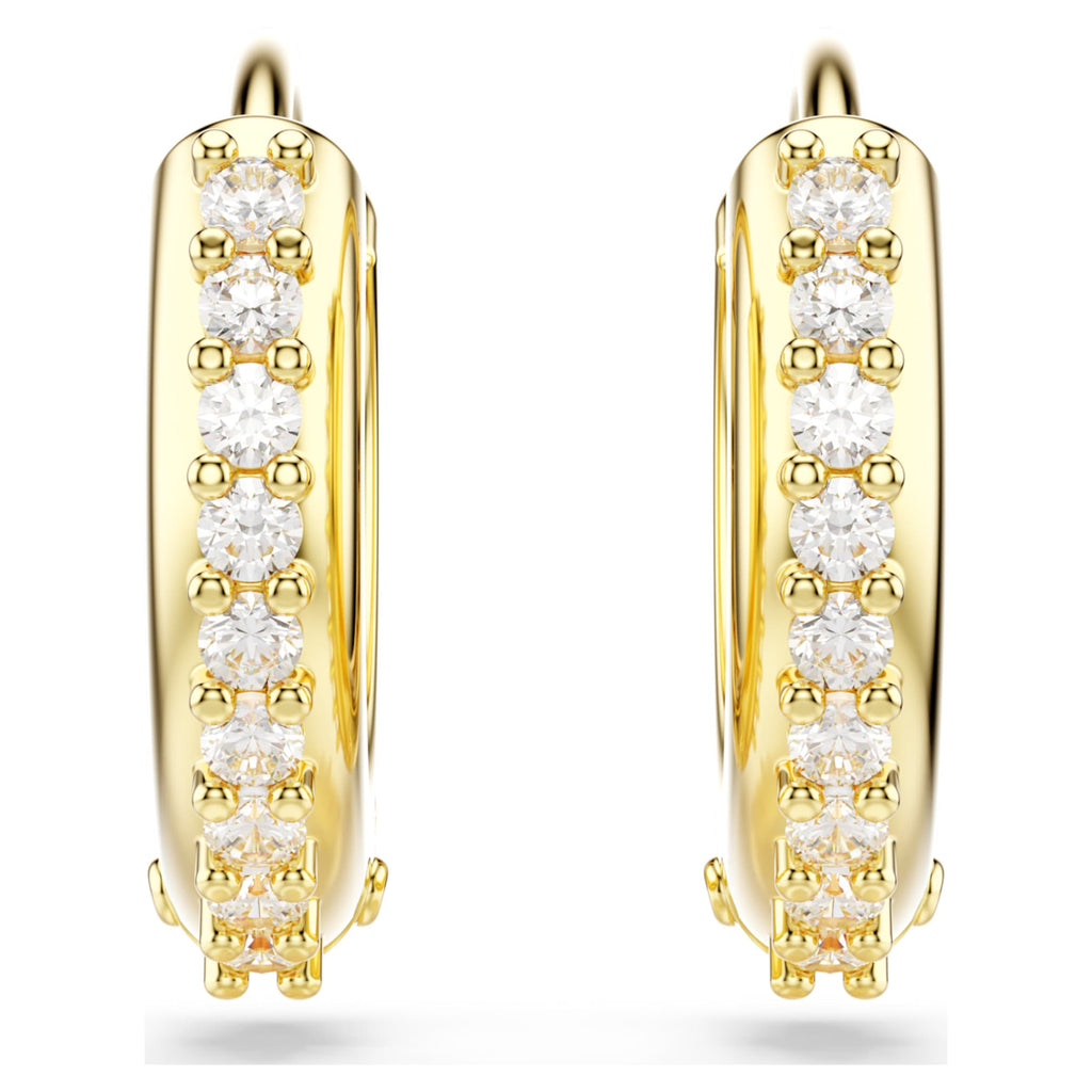 Swarovski Matrix hoop earrings Round cut, White, 18K gold finish