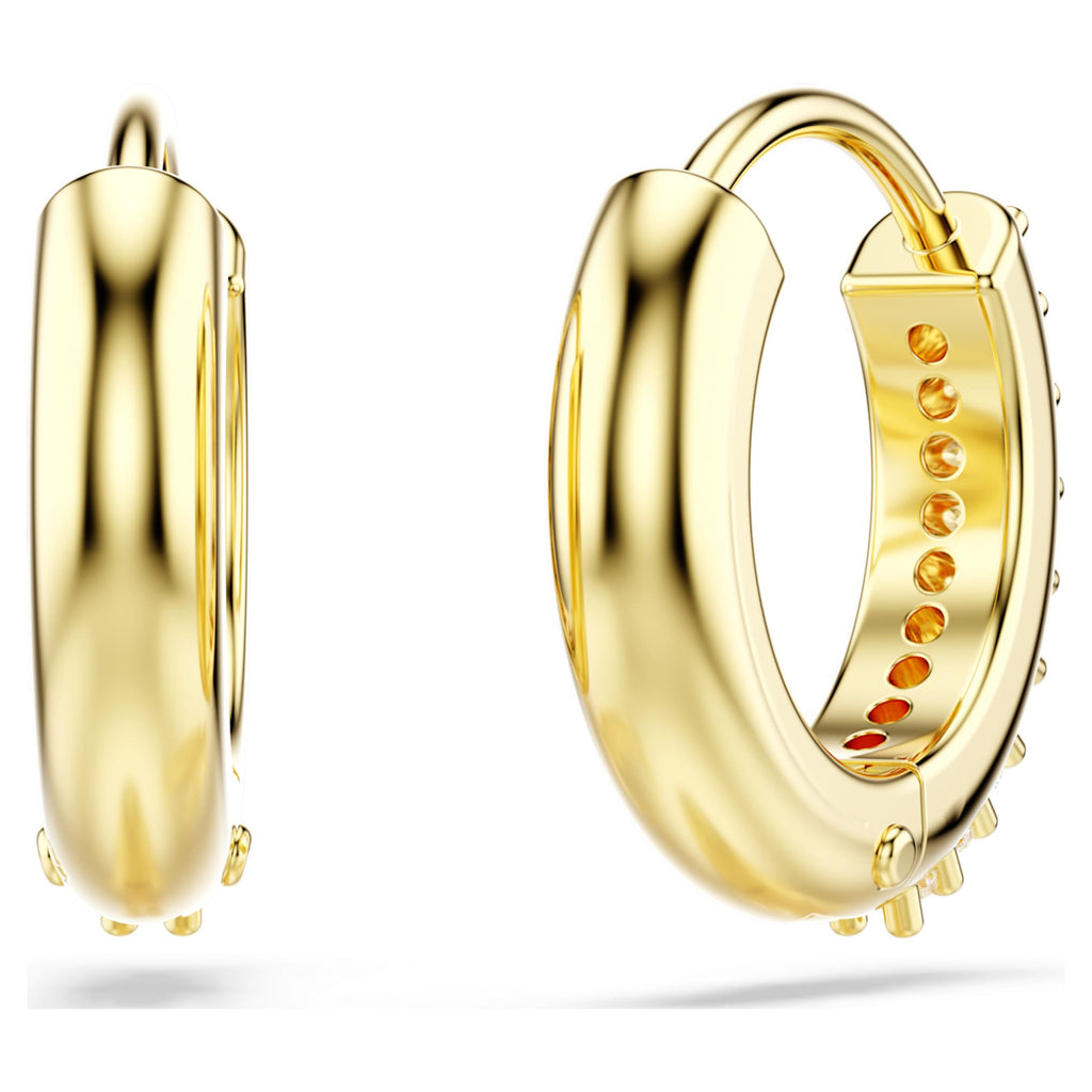 Swarovski Matrix hoop earrings Round cut, White, 18K gold finish