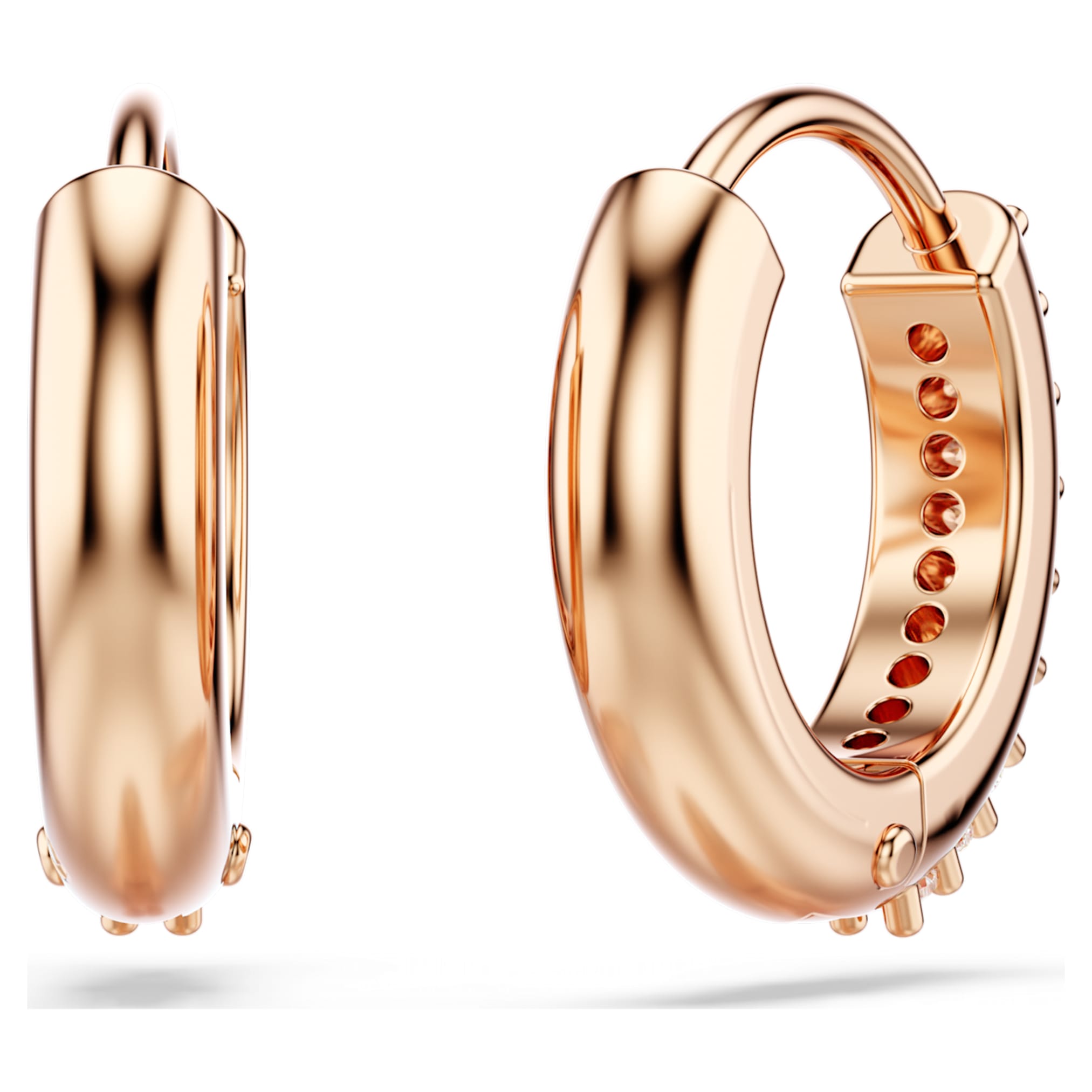 Swarovski Matrix hoop earrings Round cut, White, 18K rose gold finish