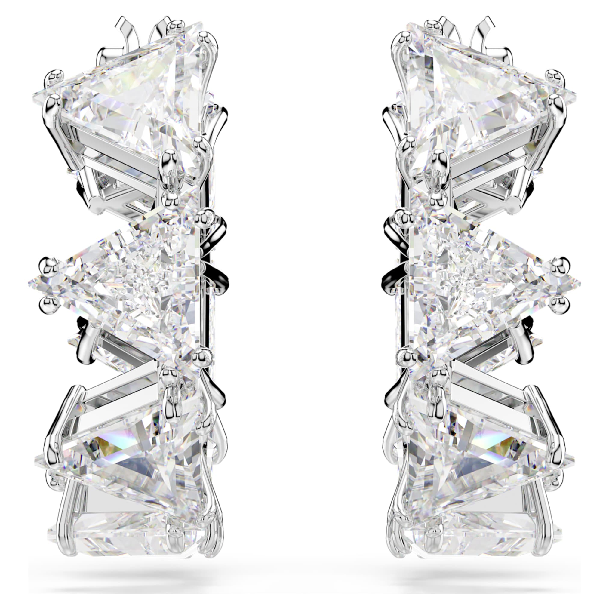 Swarovski Matrix hoop earrings White, Rhodium plated