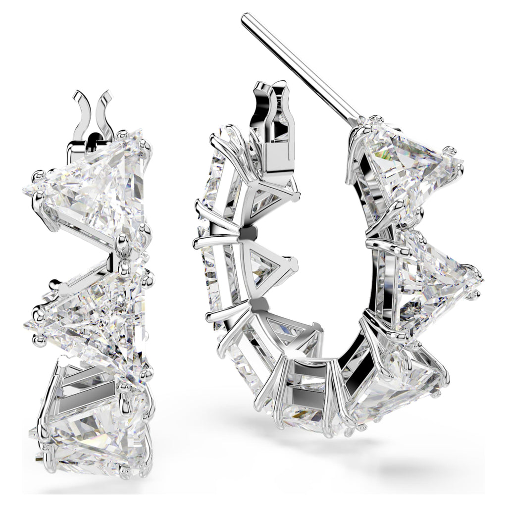 Swarovski Matrix hoop earrings White, Rhodium plated