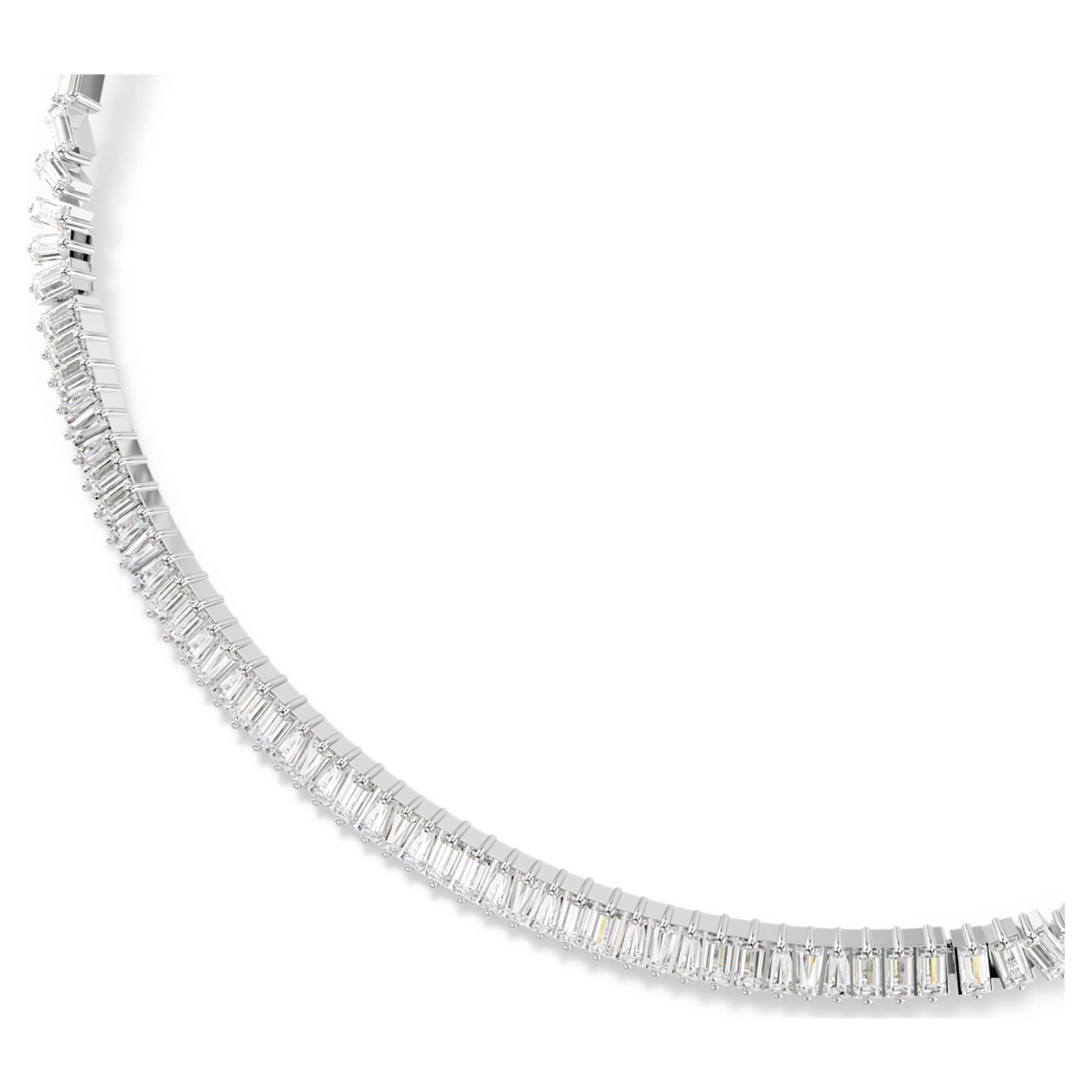 Swarovski Matrix necklace Baguette cut, White, Rhodium plated