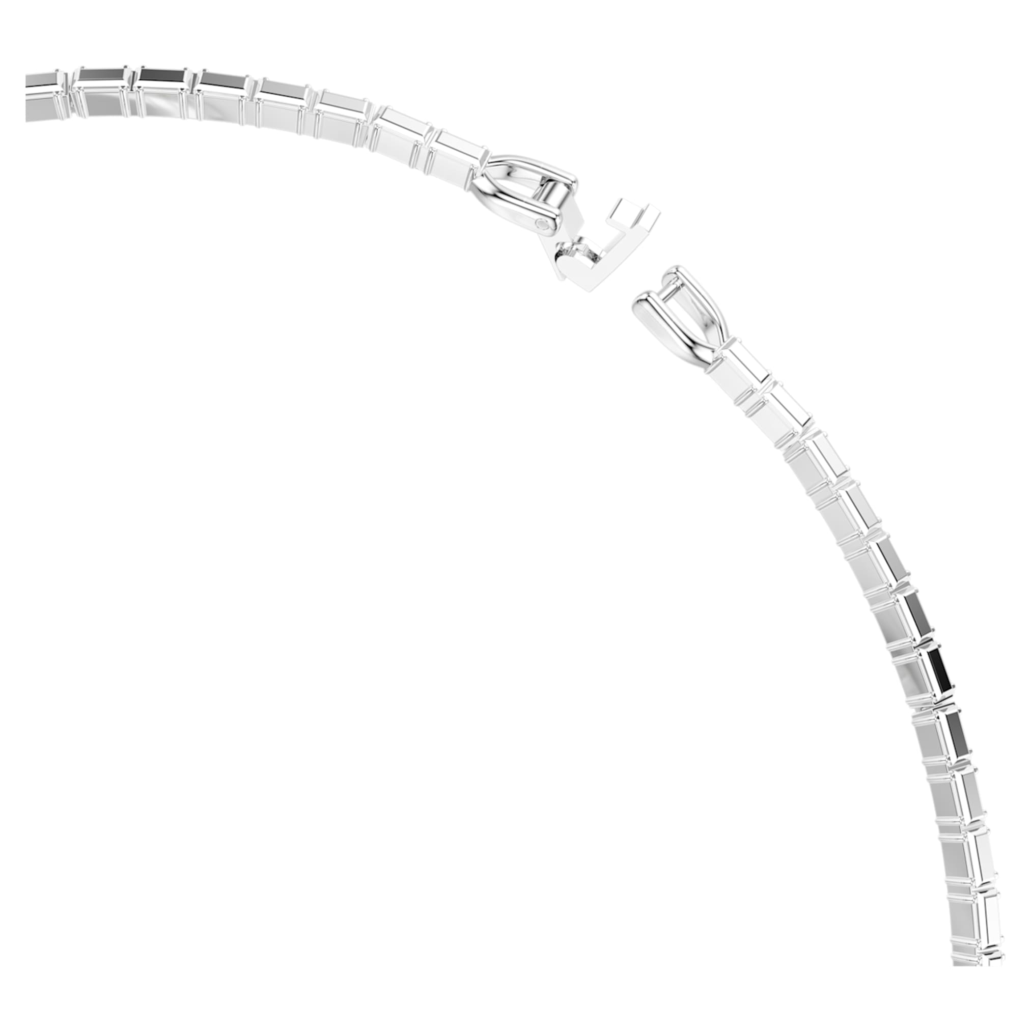 Swarovski Matrix necklace Baguette cut, White, Rhodium plated