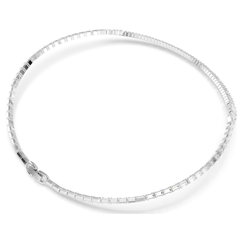 Swarovski Matrix necklace Baguette cut, White, Rhodium plated