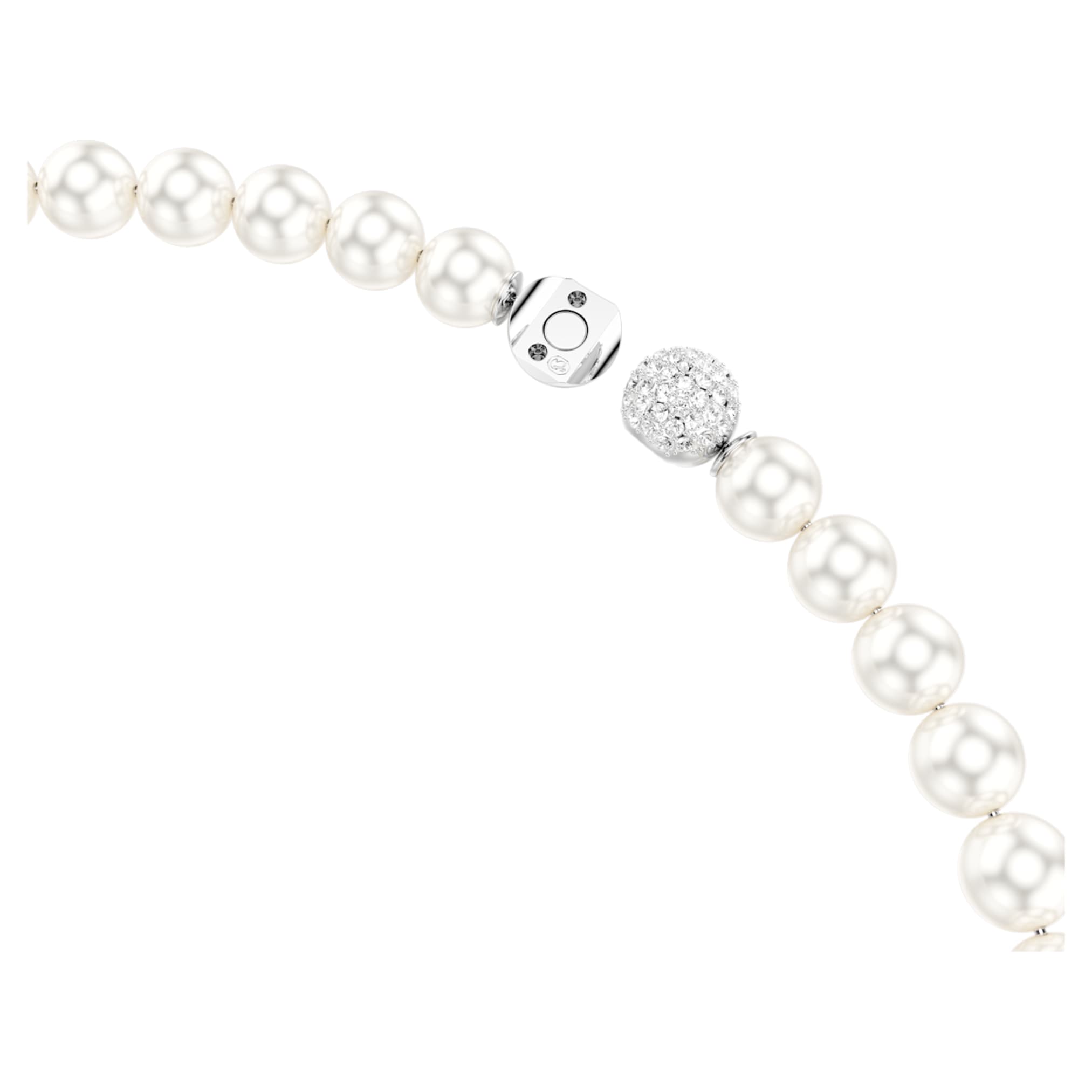 Swarovski Matrix necklace Crystal pearl, White, Rhodium plated