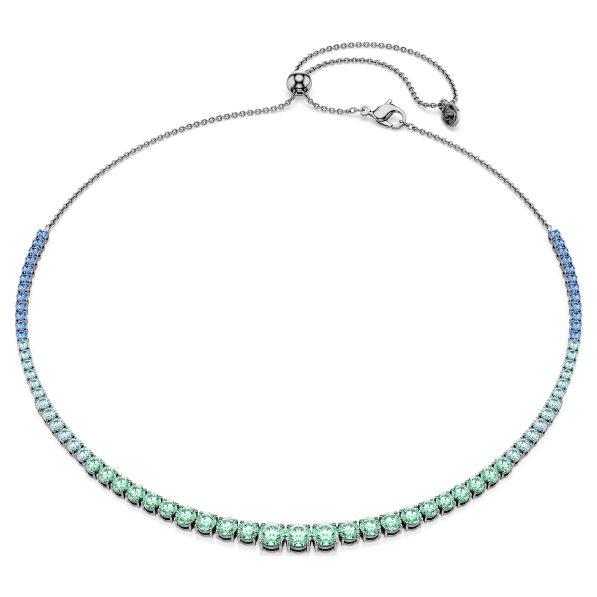 Swarovski Matrix necklace Gradient of round cuts, Multicolored, Ruthenium plated