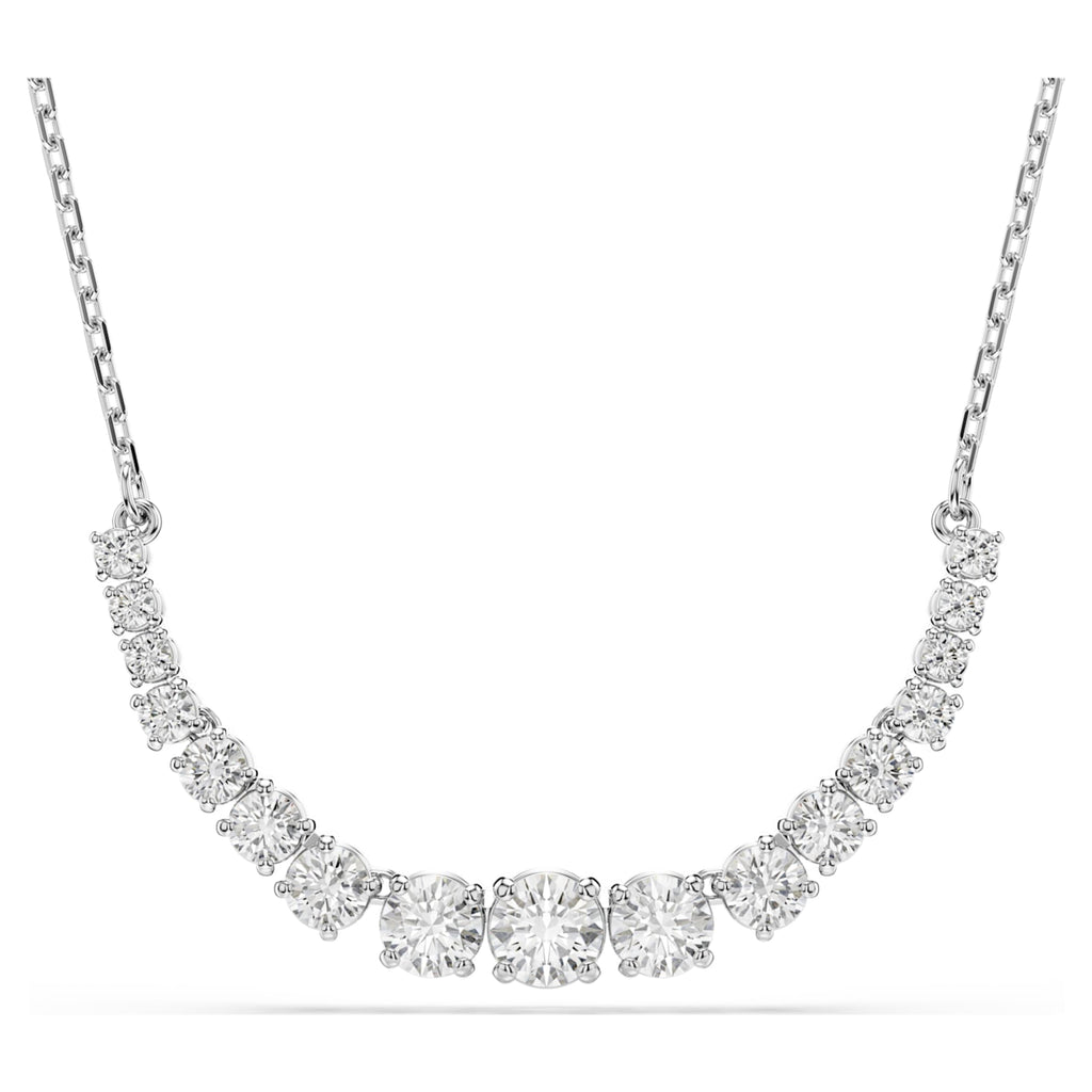 Swarovski Matrix necklace Gradient of round cuts, White, Rhodium plated