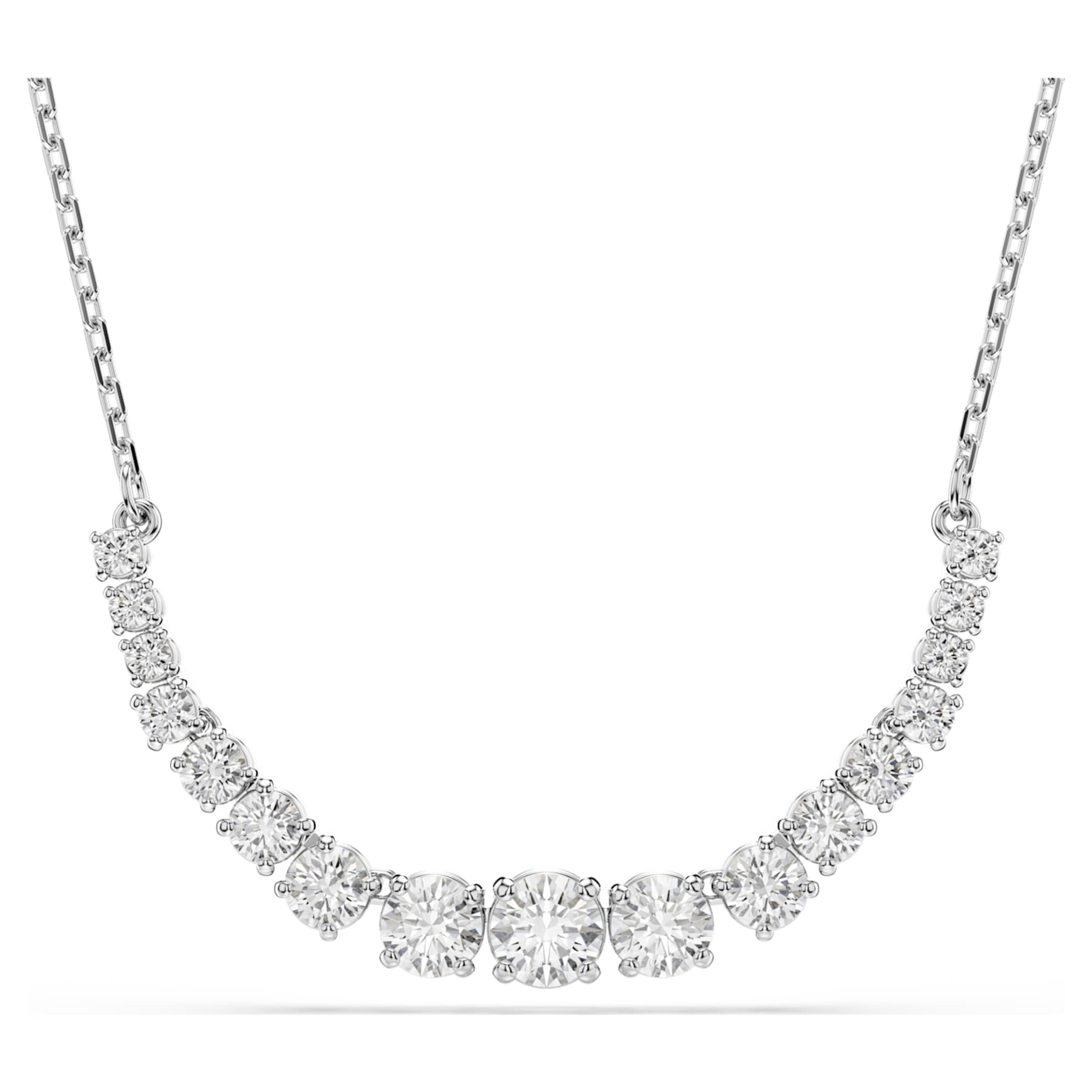 Swarovski Matrix necklace Gradient of round cuts, White, Rhodium plated