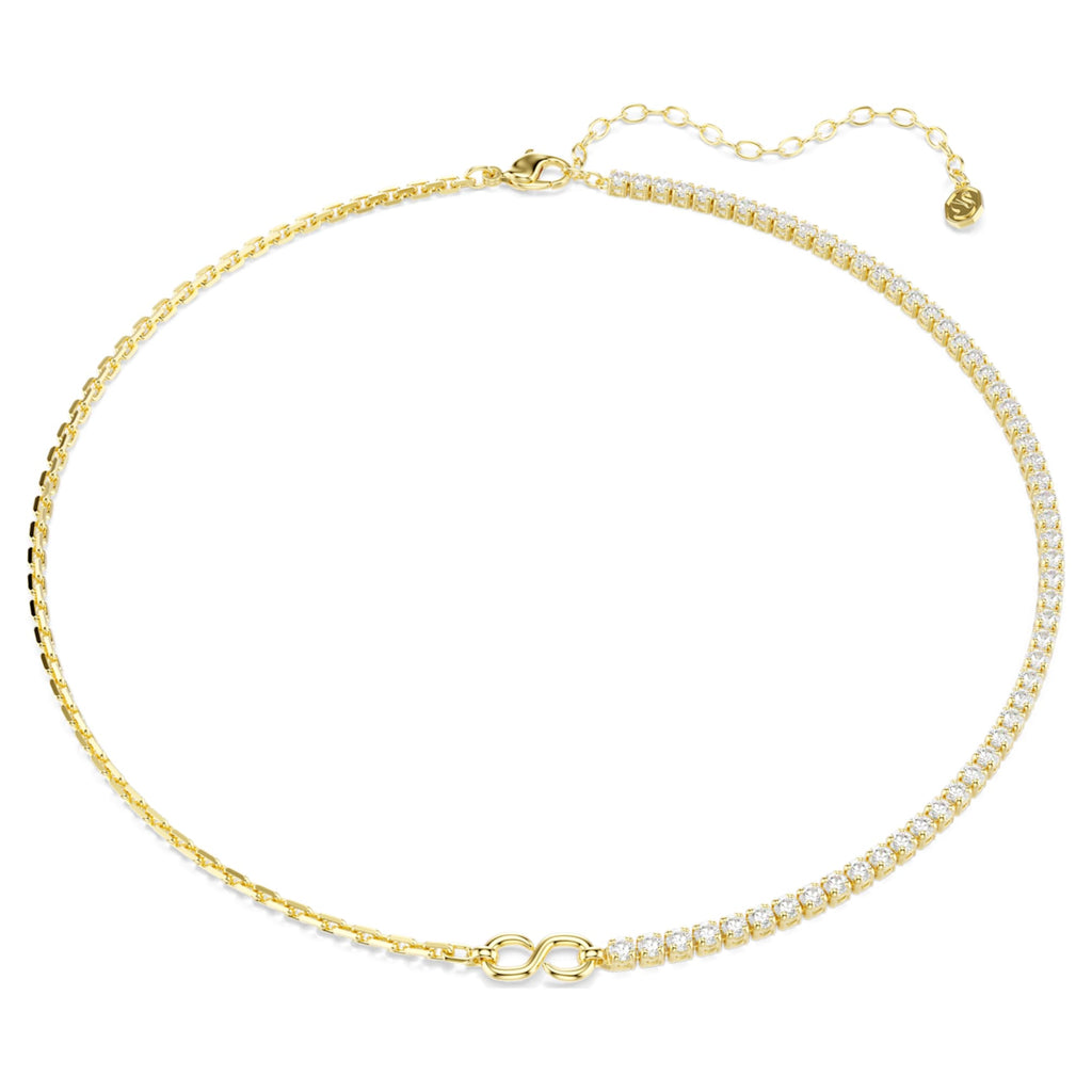 Swarovski Matrix necklace Round cut, White, 18K gold finish