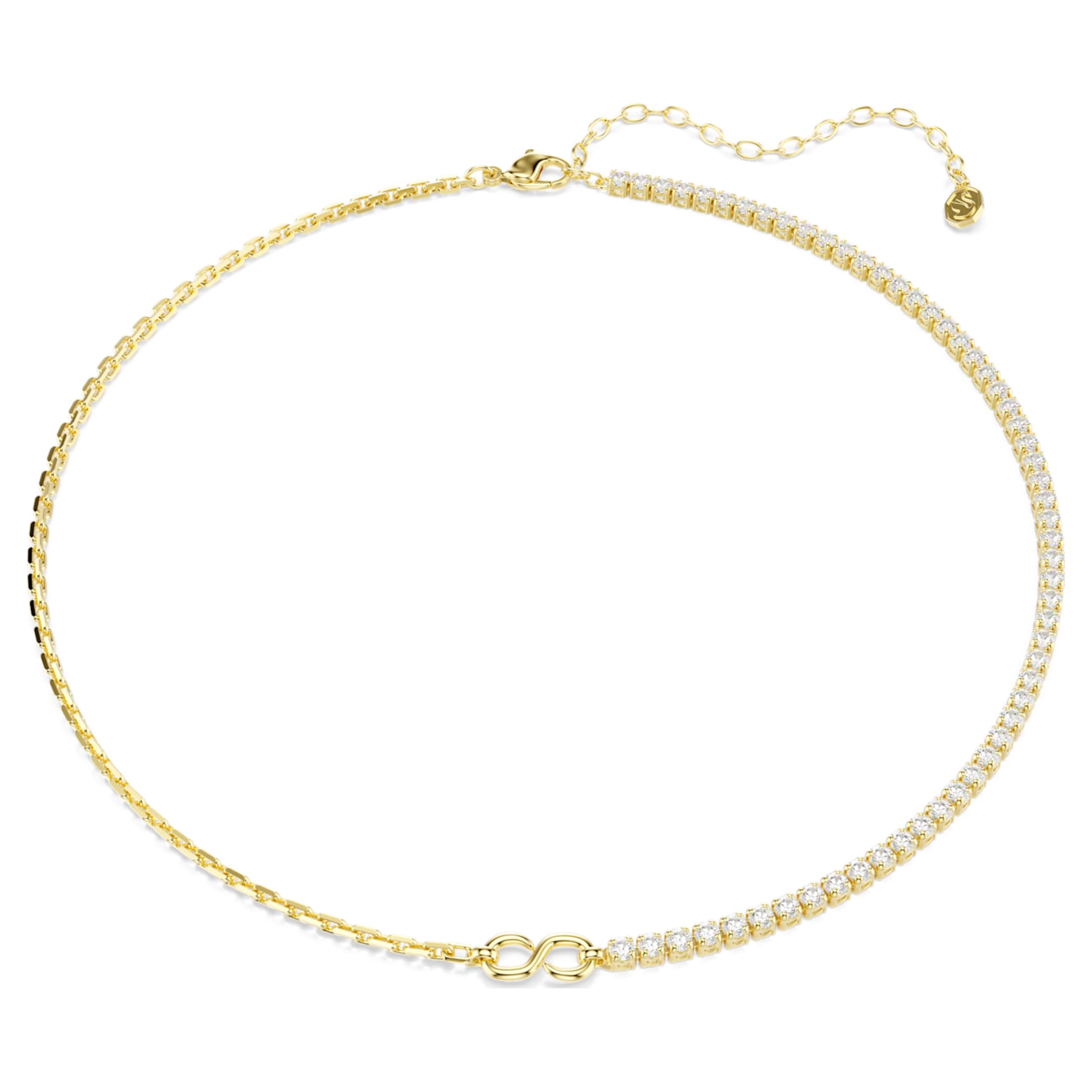Swarovski Matrix necklace Round cut, White, 18K gold finish