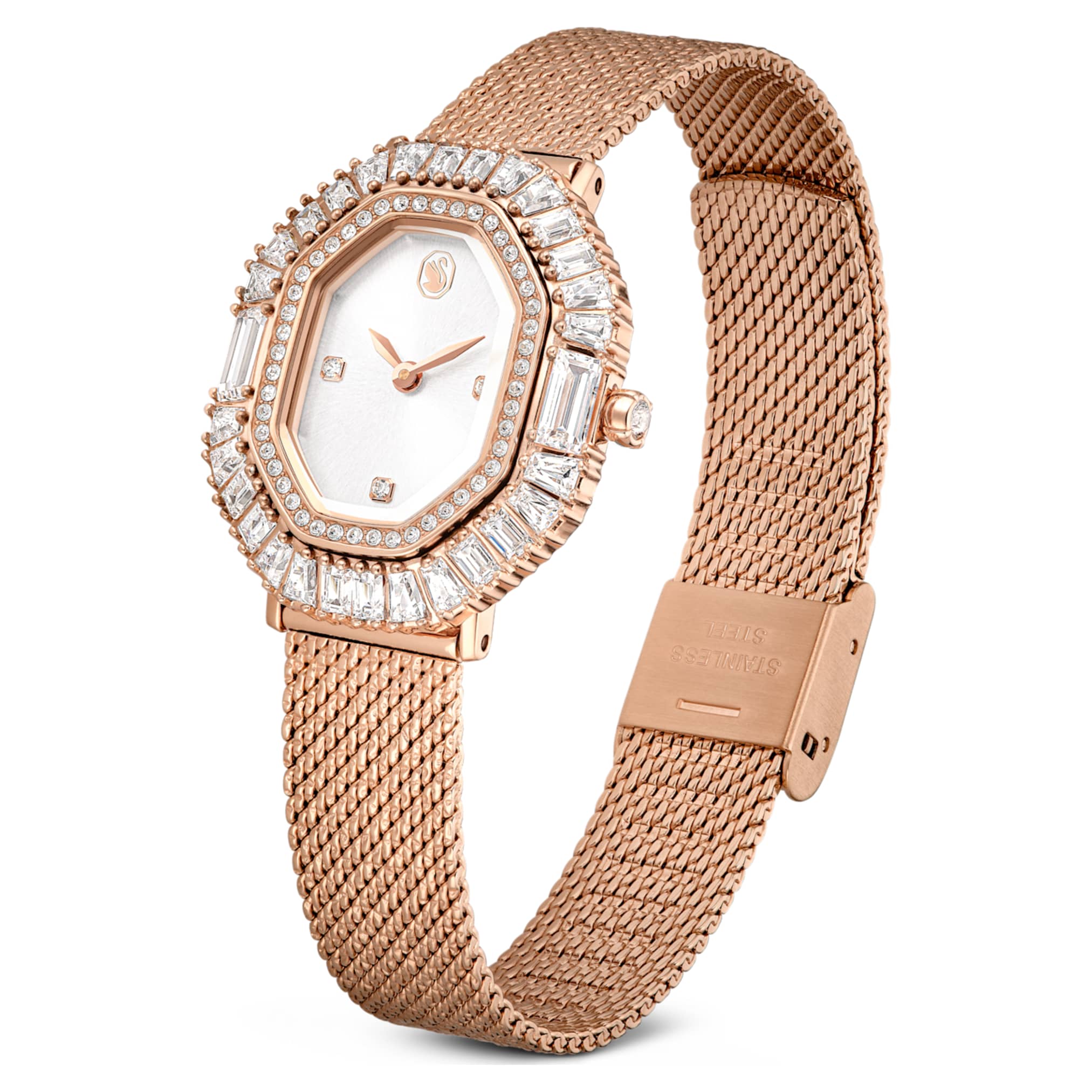 Swarovski Matrix octagon watch Metal bracelet, Rose gold tone, Rose gold-tone finish