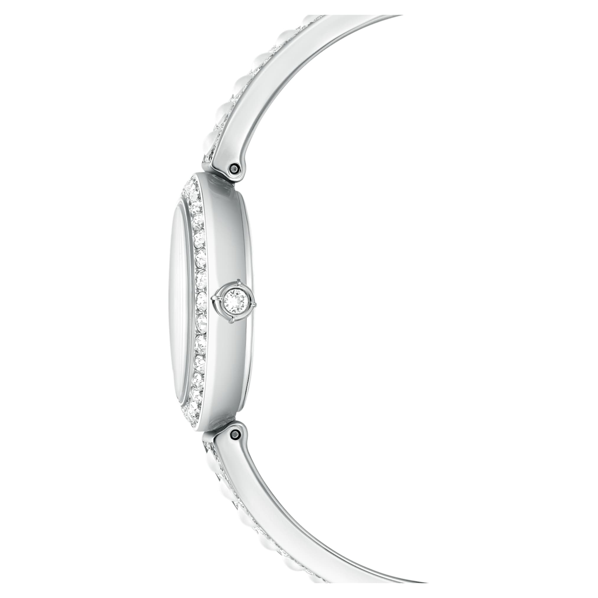 Swarovski Matrix pearl bangle watch Swiss Made, Crystal bracelet, White, Stainless steel