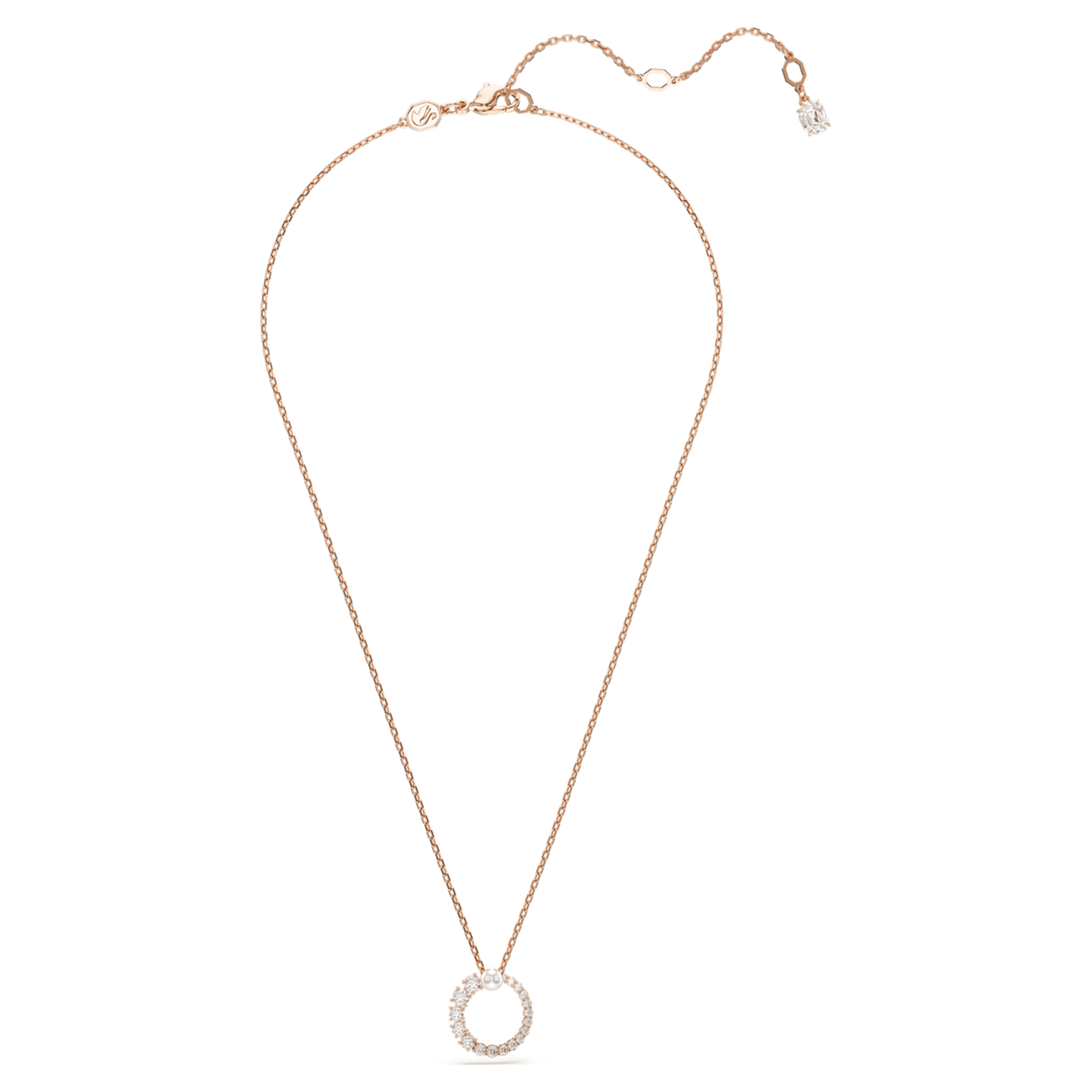 Swarovski Matrix pendant Crystal pearl, Round cut, White, 18K rose gold finish