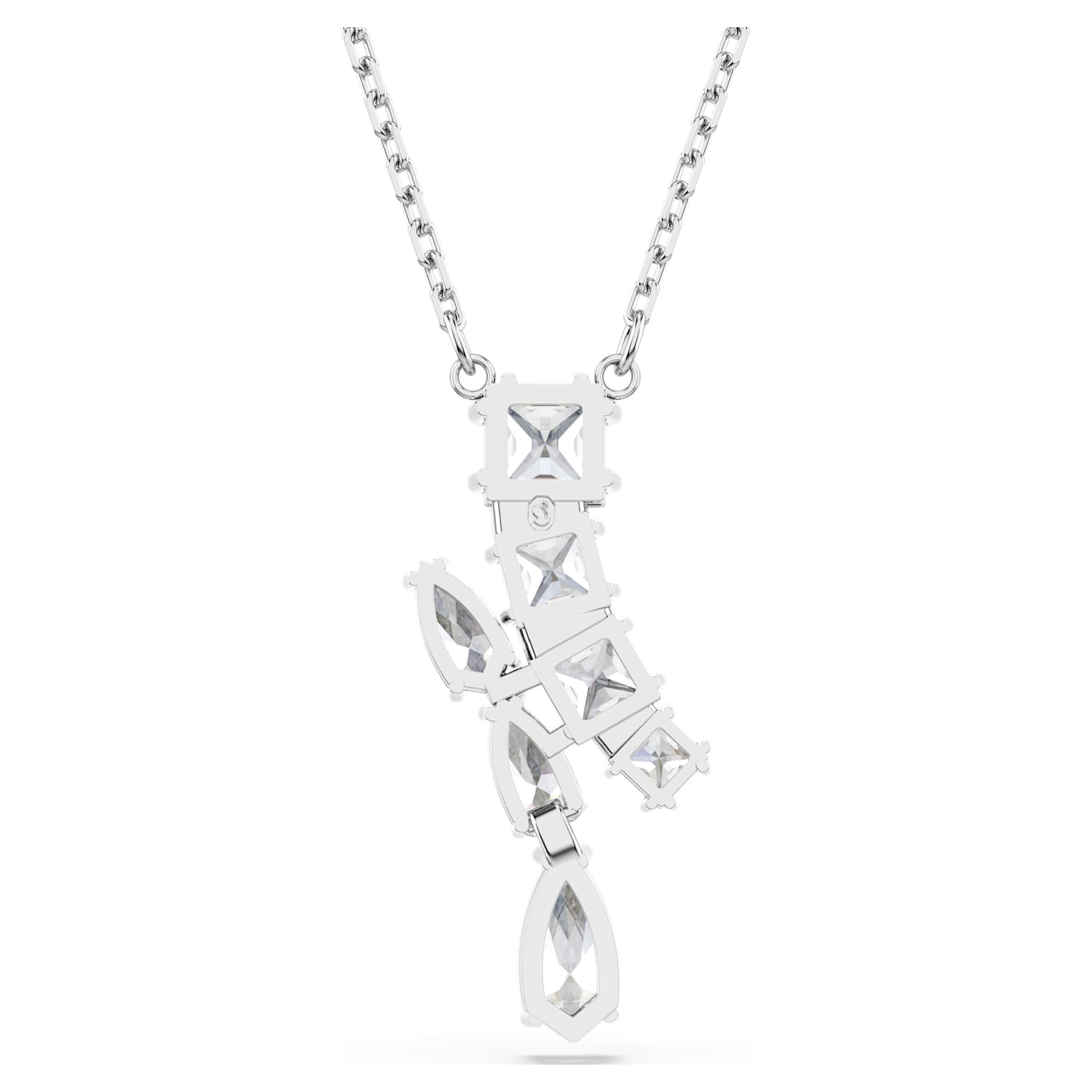 Swarovski Matrix pendant Mixed cuts, White, Rhodium plated