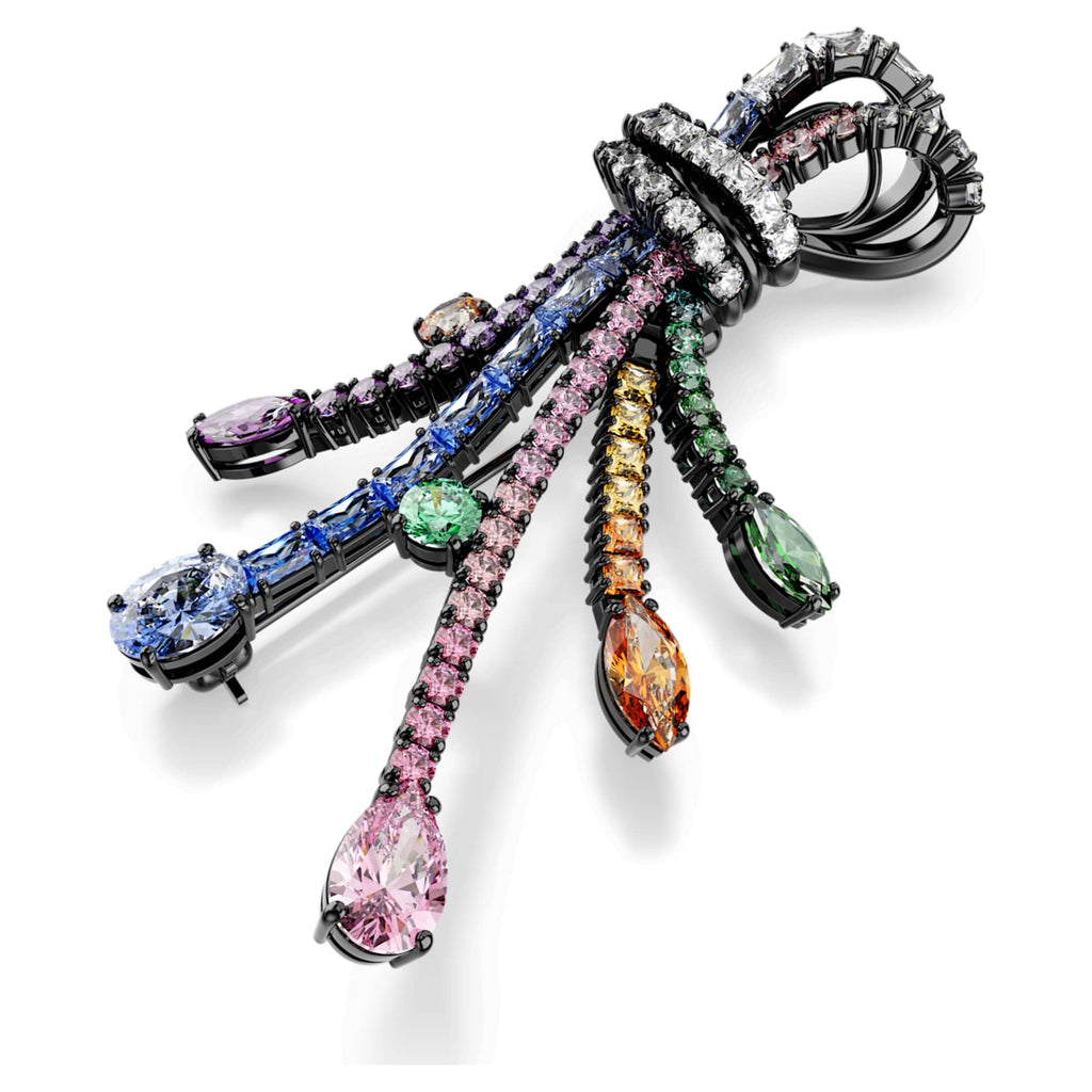 Swarovski Matrix pendant and brooch Mixed cuts, Bouquet, Multicolored, Ruthenium plated