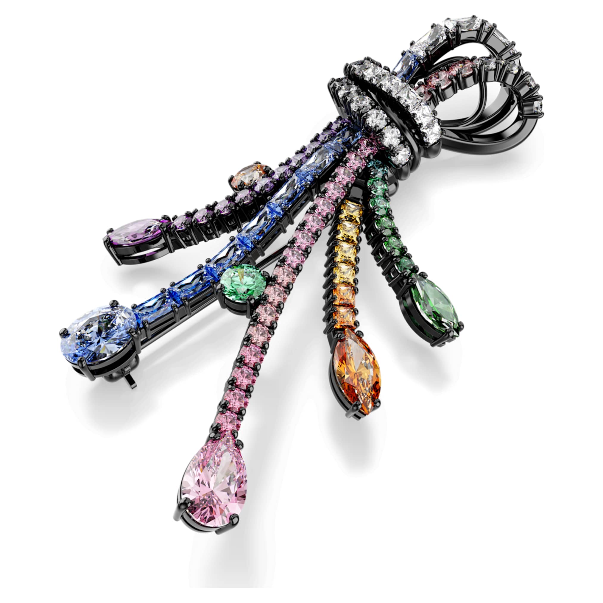 Swarovski Matrix pendant and brooch Mixed cuts, Bouquet, Multicolored, Ruthenium plated