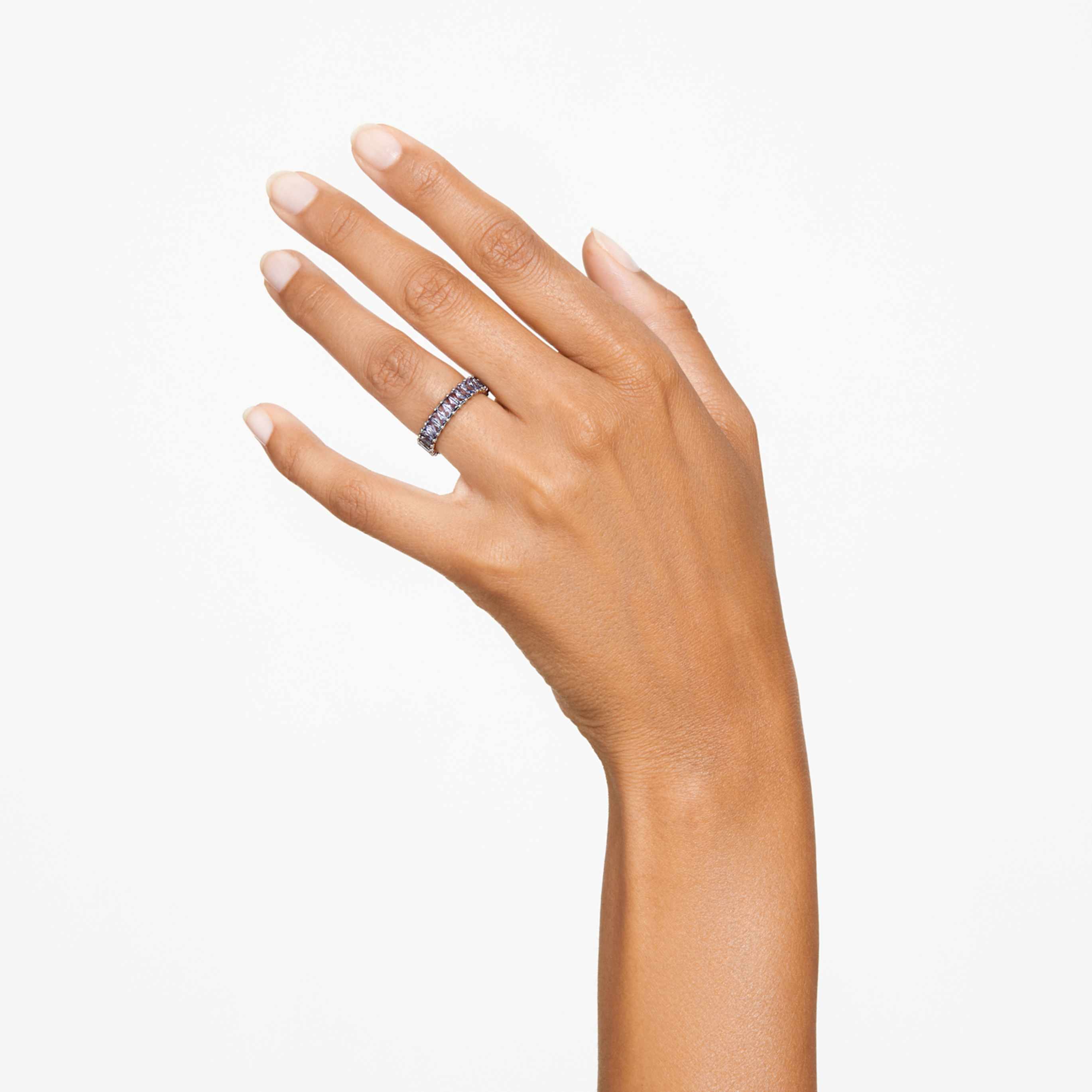 Swarovski Matrix ring Baguette cut, White, Silver-tone finish