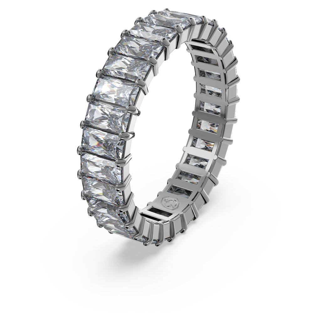 Swarovski Matrix ring Baguette cut, Gray, Ruthenium plated