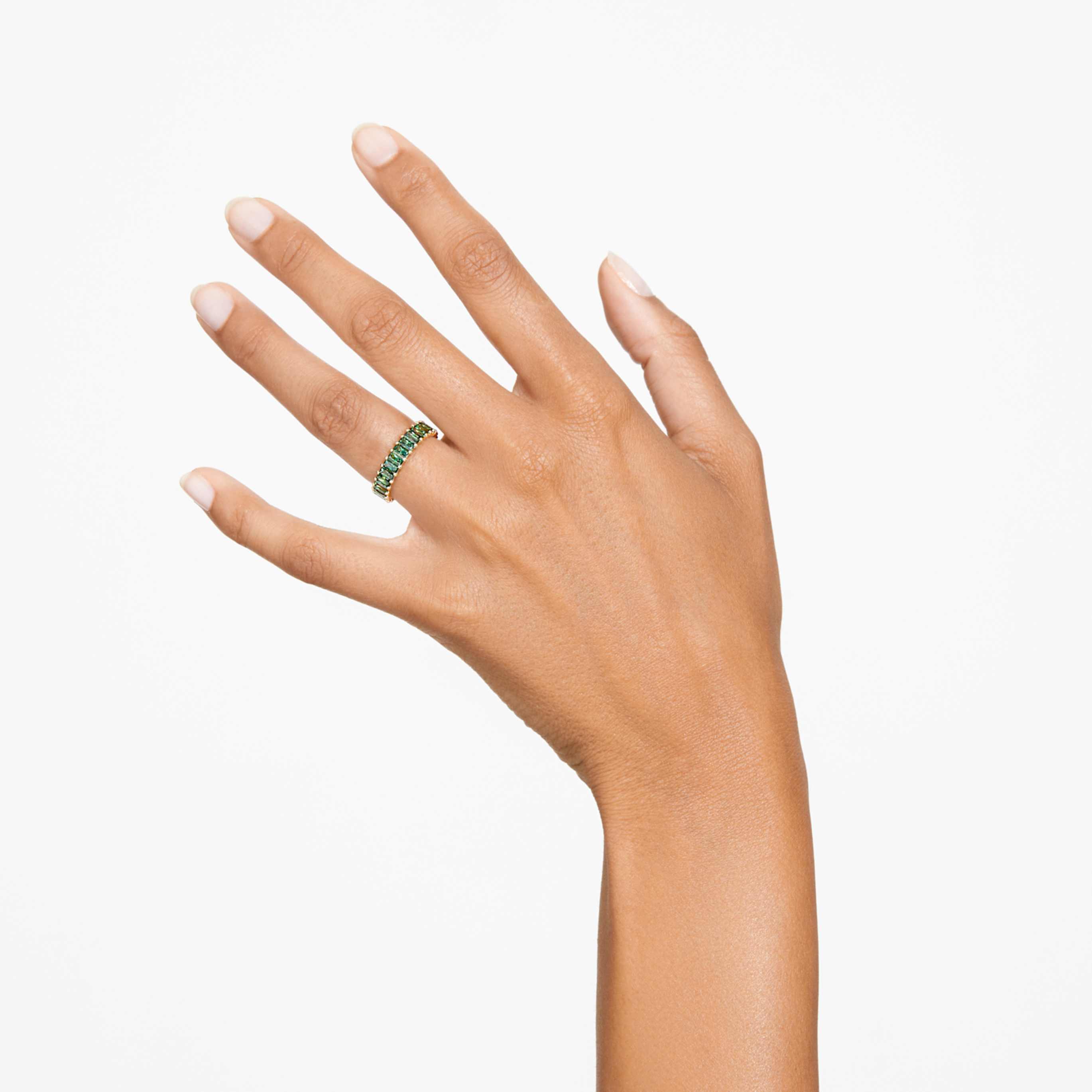 Swarovski Matrix ring Baguette cut, Gray, Ruthenium plated