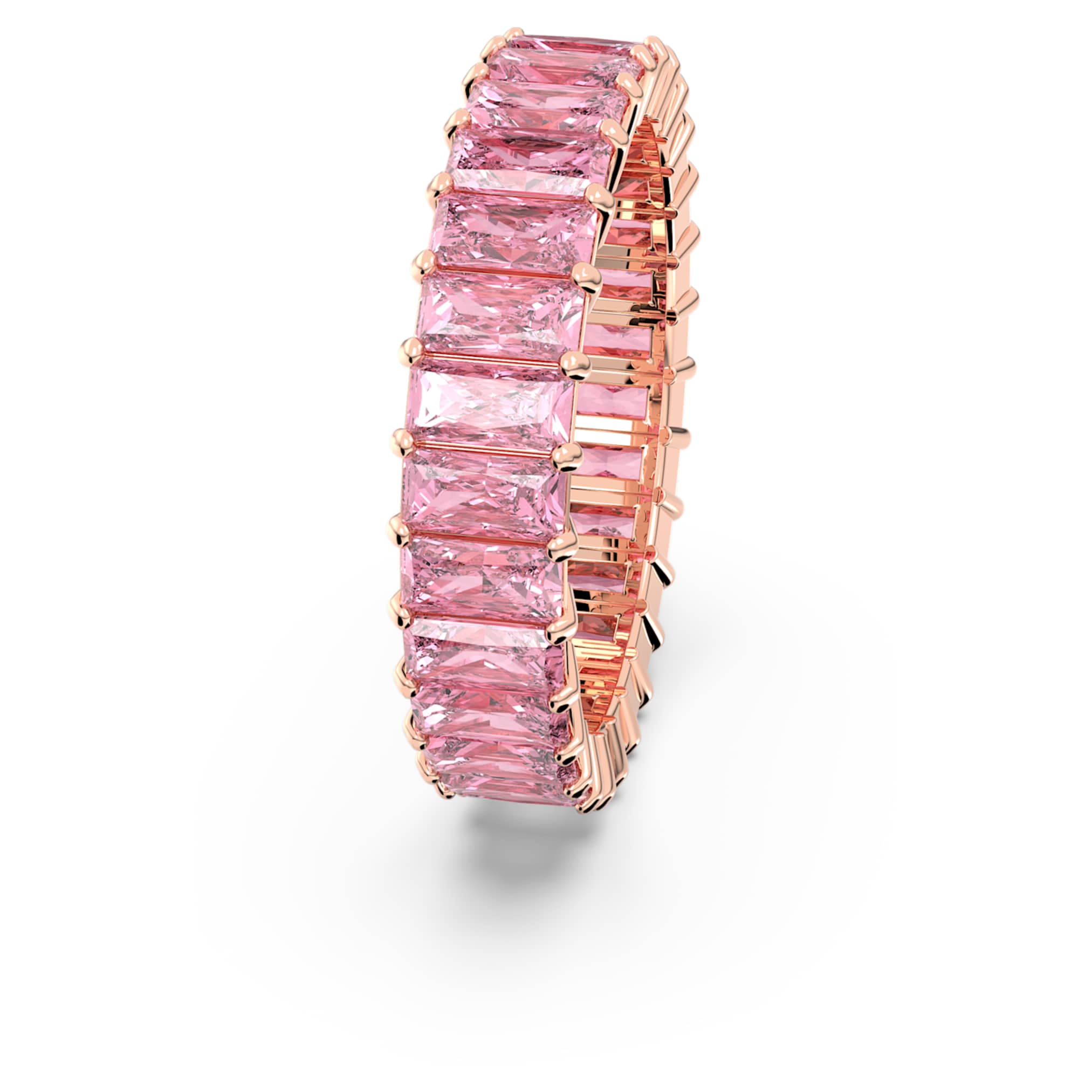 Swarovski Matrix ring Baguette cut, Pink, 18K rose gold finish
