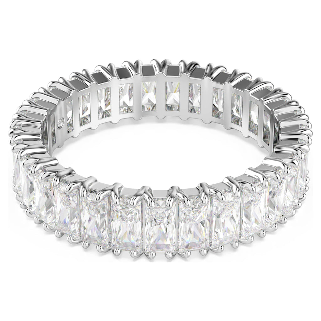 Swarovski Matrix ring Baguette cut, White, Silver-tone finish