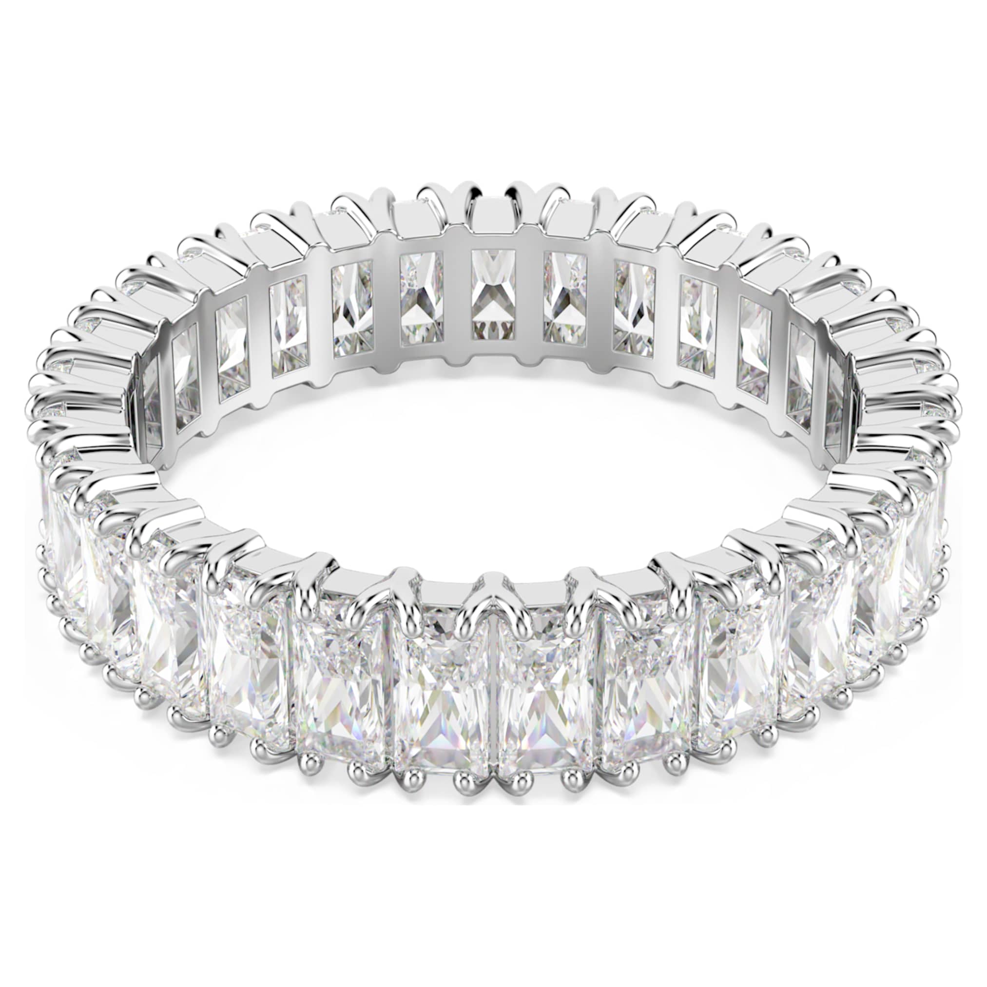Swarovski Matrix ring Baguette cut, White, Silver-tone finish