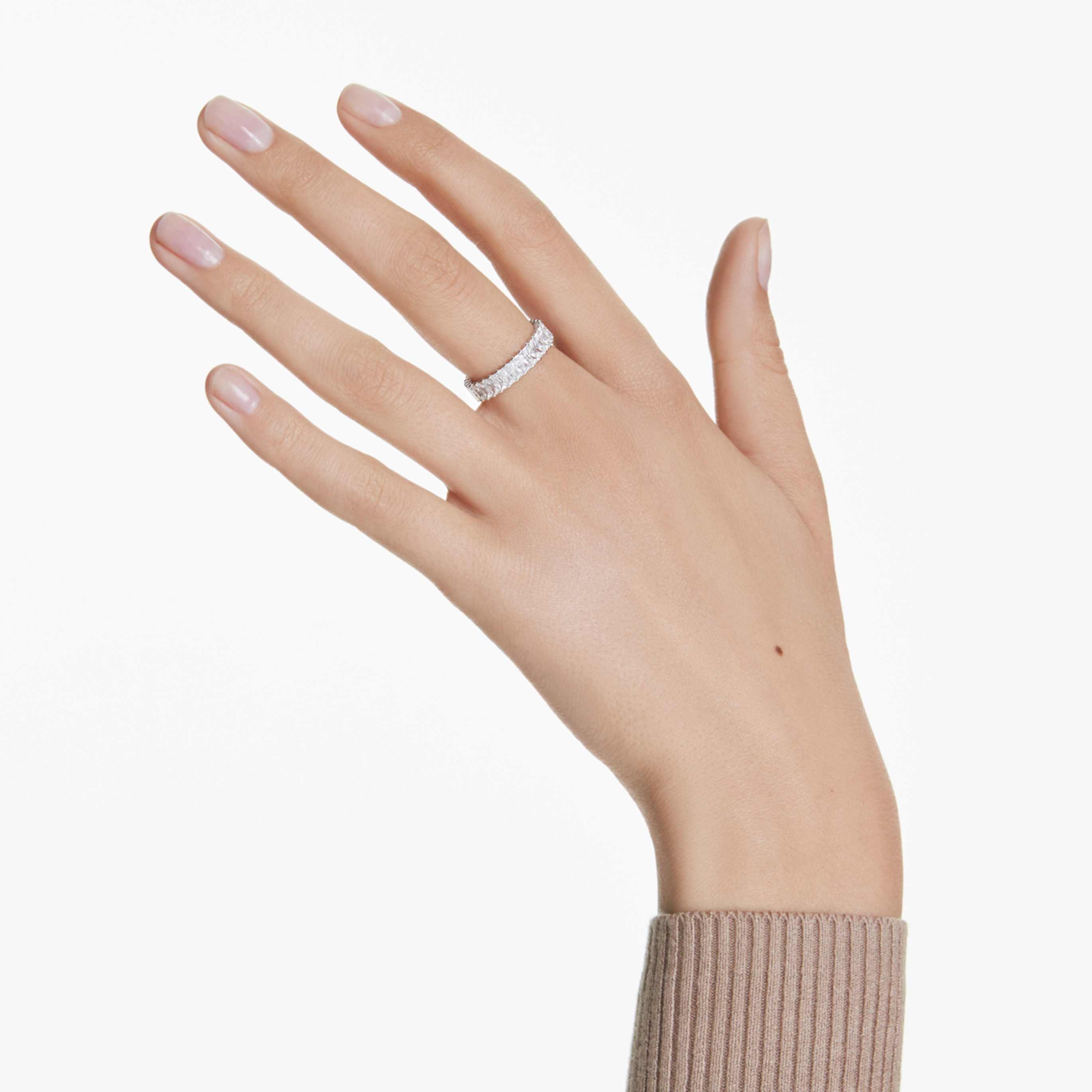 Swarovski Matrix ring Baguette cut, Pink, 18K rose gold finish