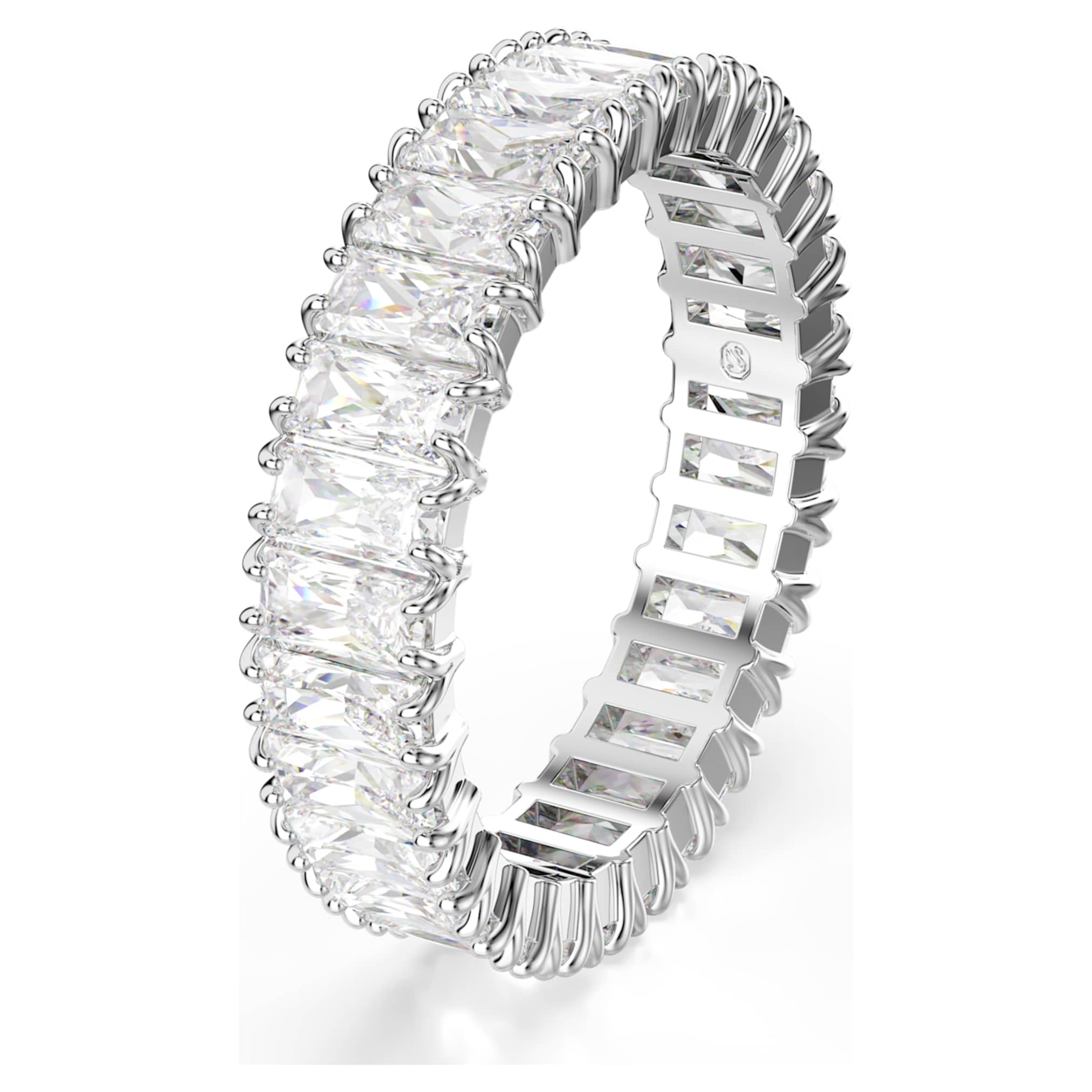 Swarovski Matrix ring Baguette cut, White, Silver-tone finish
