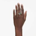 Swarovski Matrix ring Mixed cuts, Green, Rhodium plated