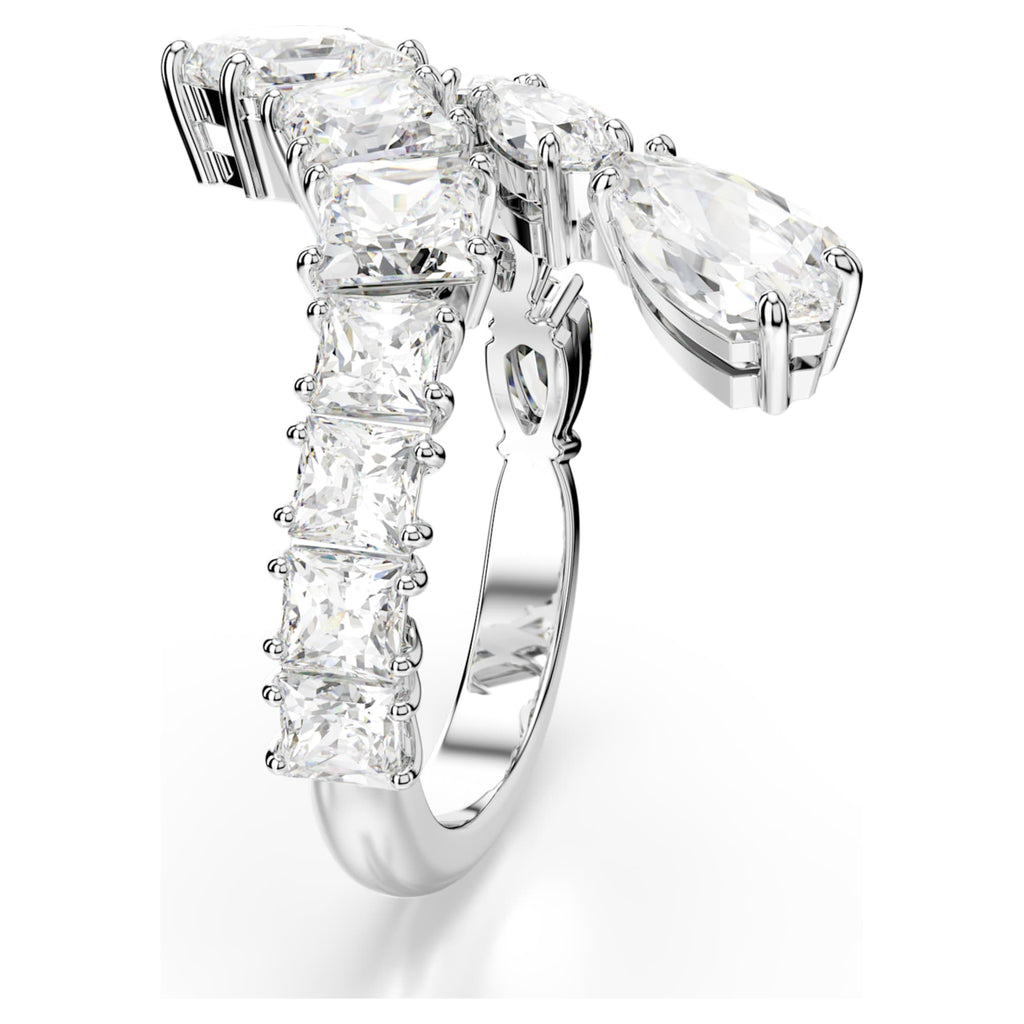 Swarovski Matrix ring Mixed cuts, White, Rhodium plated