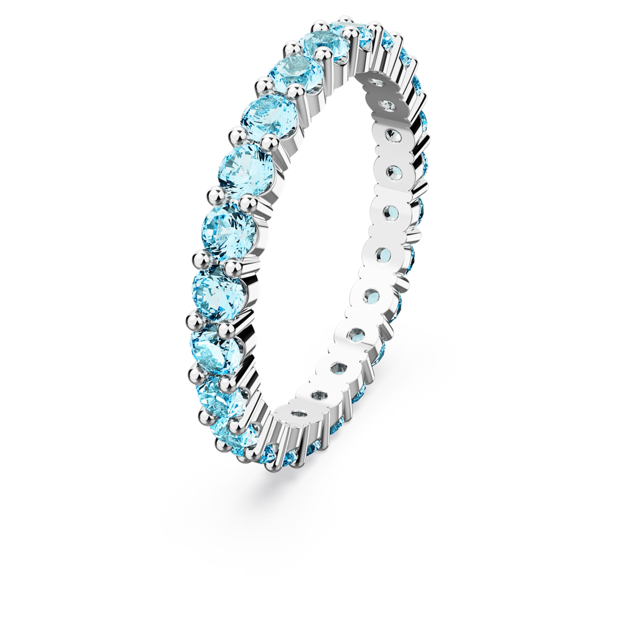 Swarovski Matrix ring Round cut, Blue, Rhodium plated