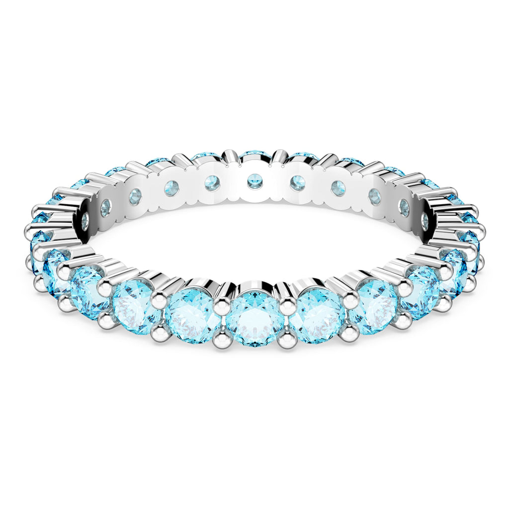 Swarovski Matrix ring Round cut, Blue, Rhodium plated
