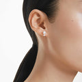 Swarovski Matrix stud earrings Crystal pearl, Round cut, White, Rhodium plated