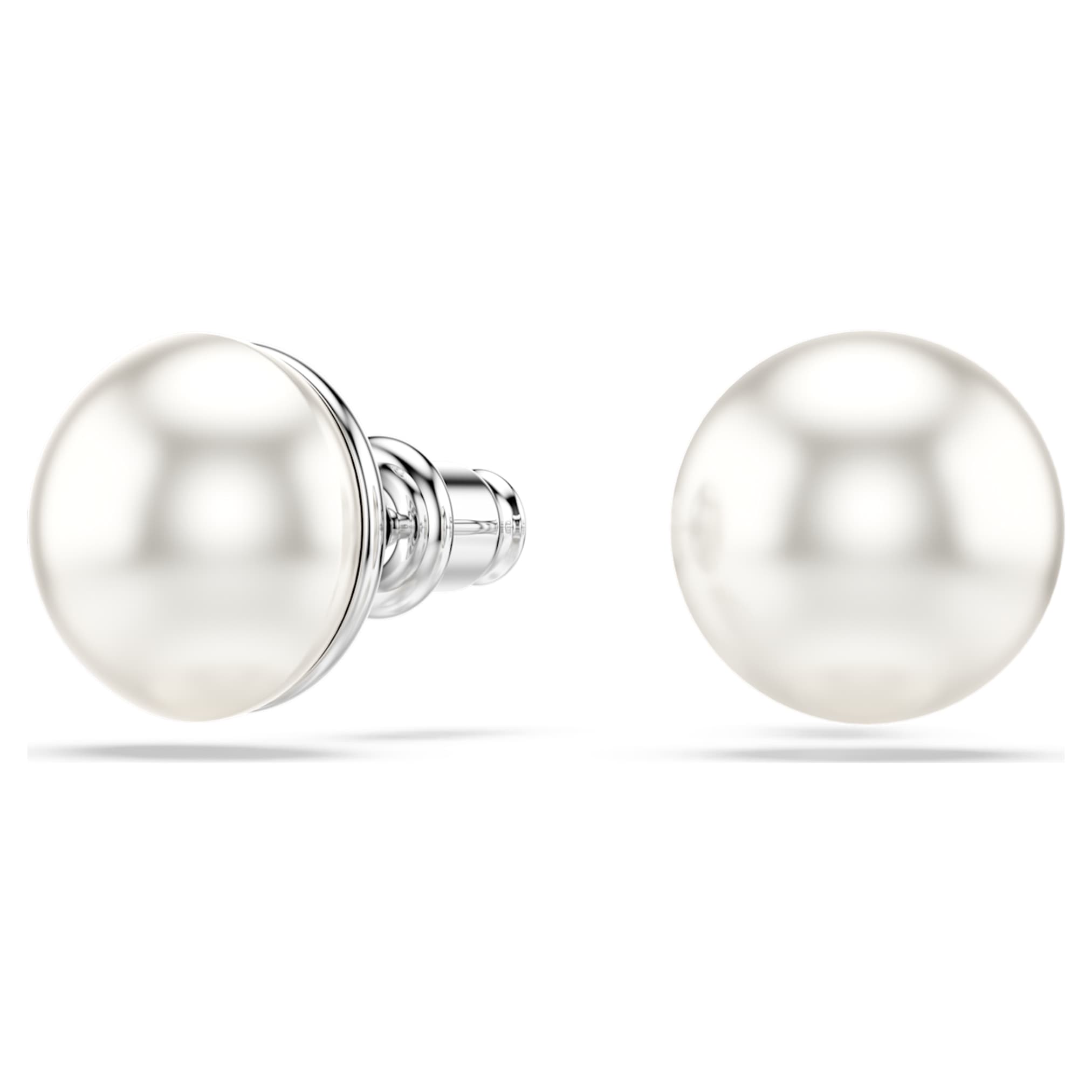 Swarovski Matrix stud earrings Crystal pearl, White, Rhodium plated
