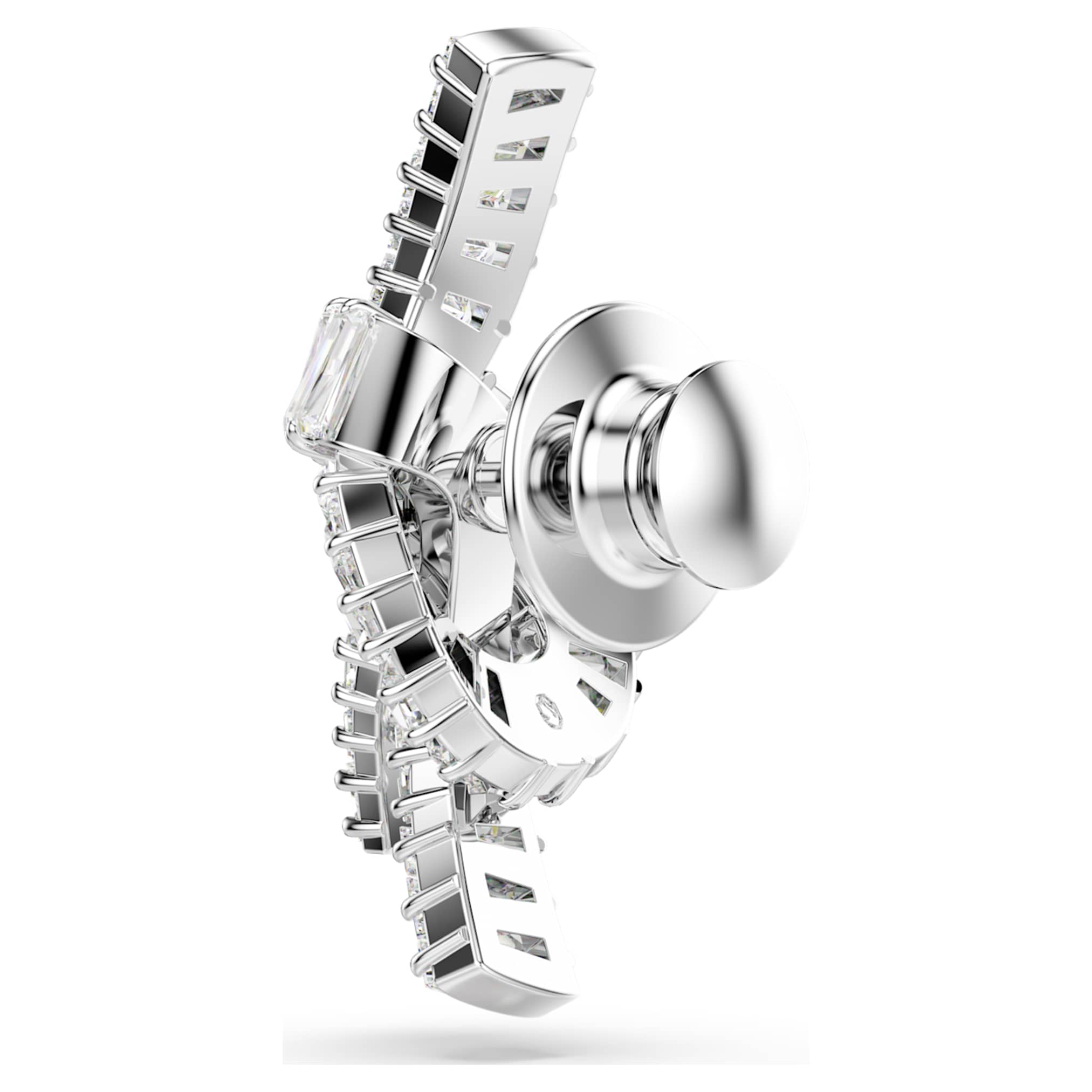 Swarovski Matrix tack pin Baguette cut, Knot, White, Rhodium plated