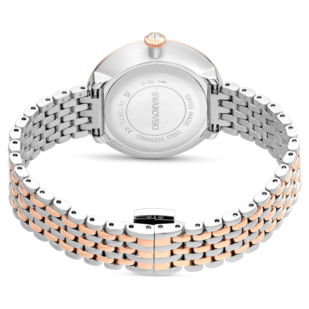Swarovski Matrix tennis 7-link watch Swiss Made, Metal bracelet, Rose gold tone, Mixed metal finish