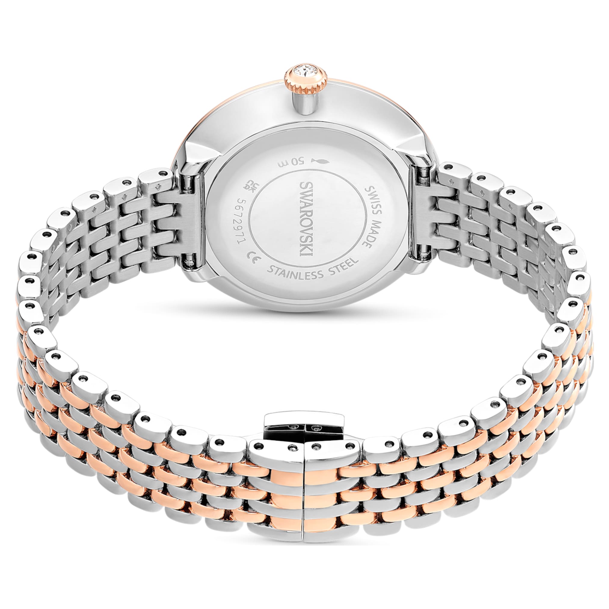 Swarovski Matrix tennis 7-link watch Swiss Made, Metal bracelet, Rose gold tone, Mixed metal finish
