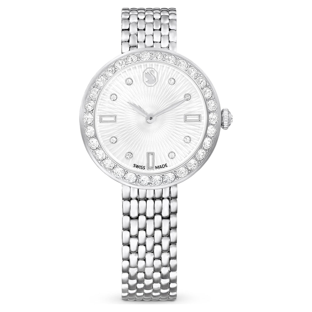 Swarovski Matrix tennis 7-link watch Swiss Made, Metal bracelet, Silver tone, Stainless steel